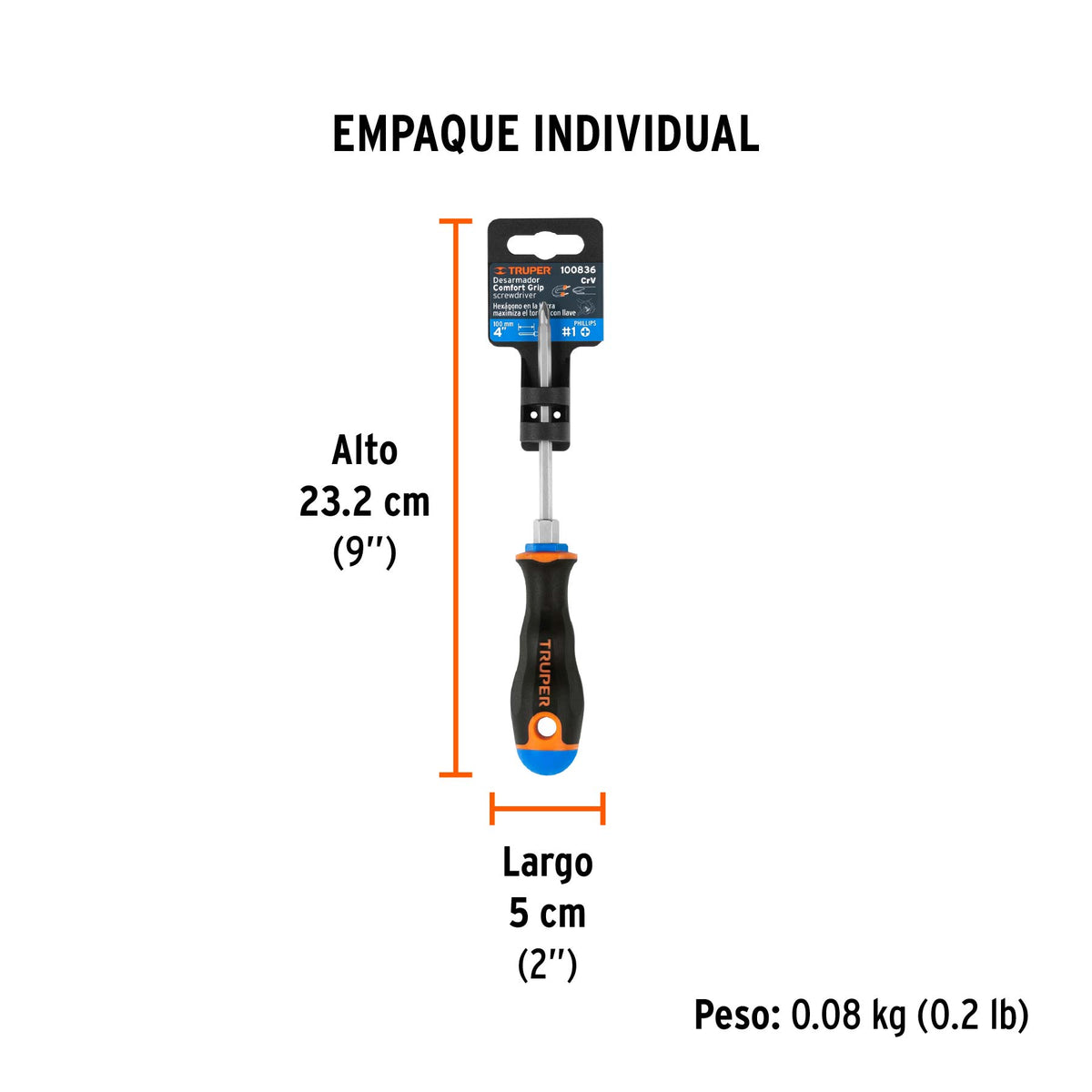 DESARMADOR DE CRUZ MANGO COMFORT GRIP 3/16"X4"