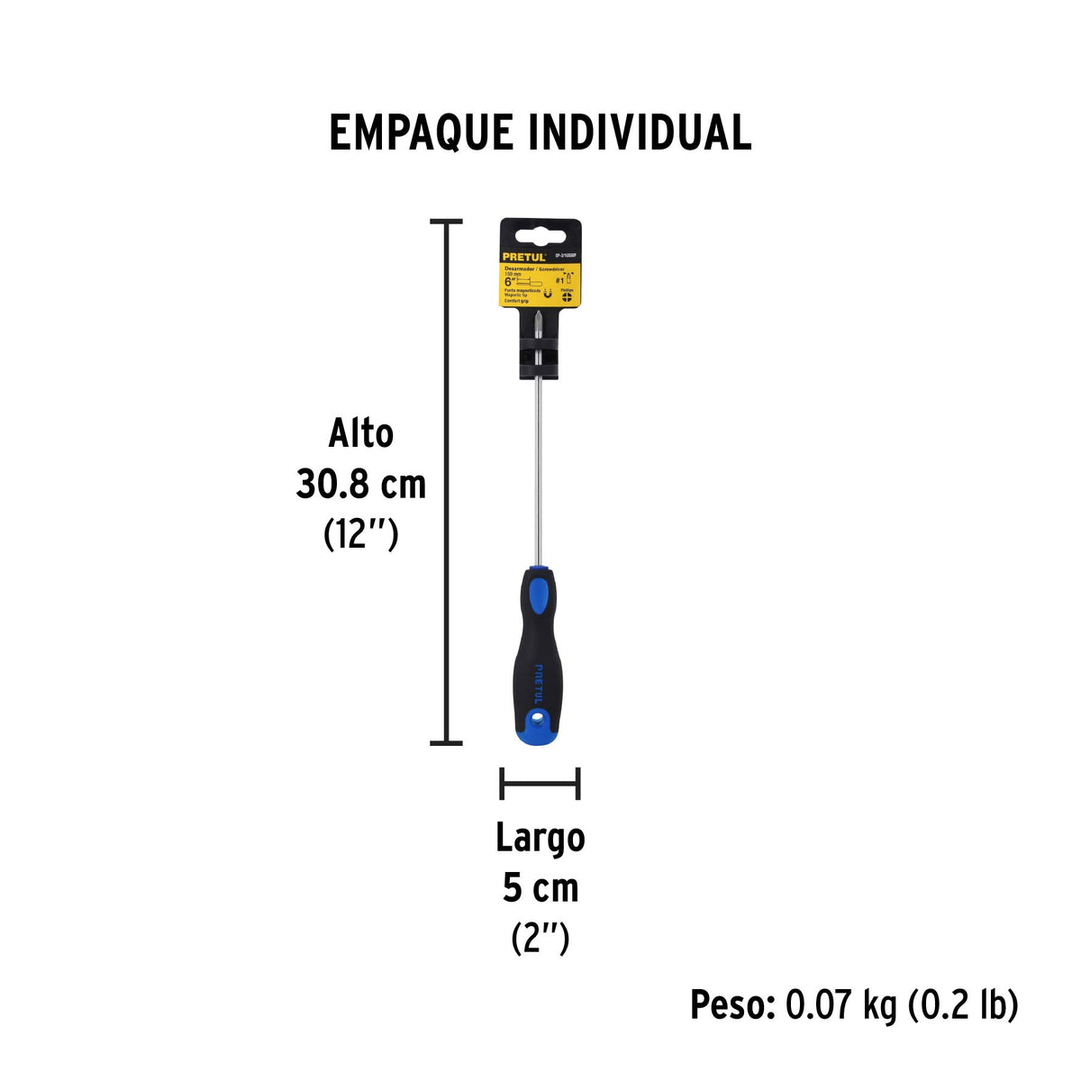 Desarmador punta phillips, 3/16x6", mgo comfort grip, pretul