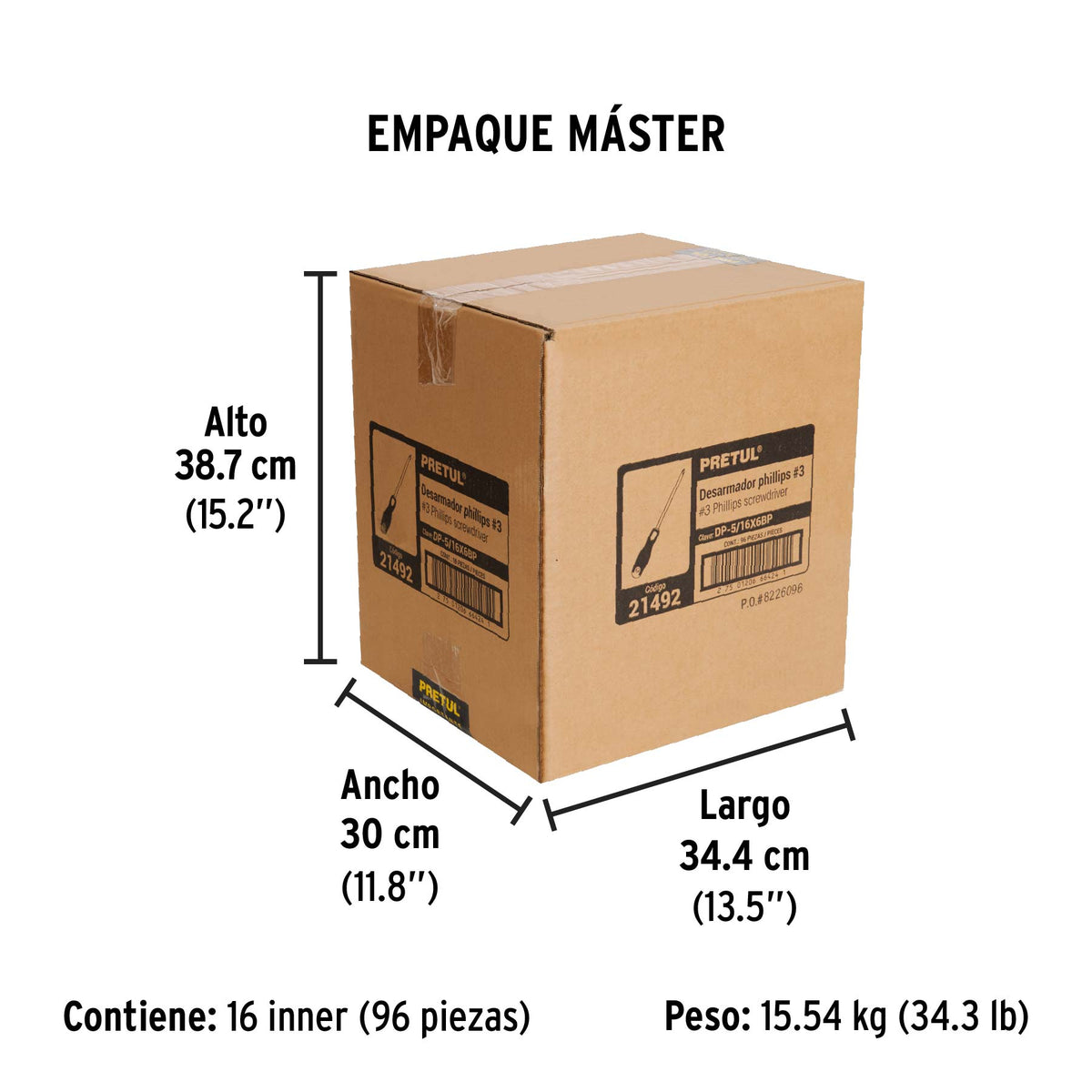 Desarmador punta phillips, 5/16x6", mgo comfort grip, pretul