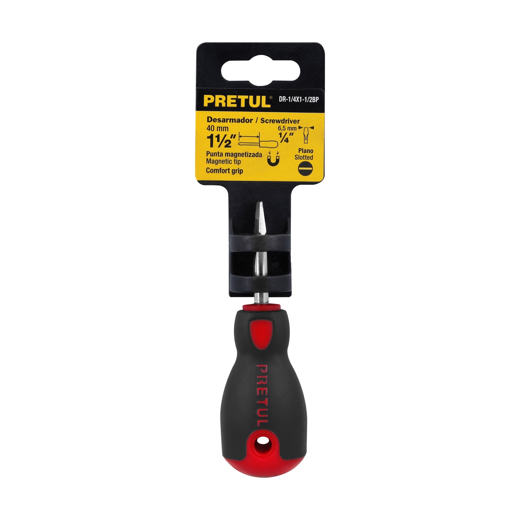 Desarmador plano,1/4x1-1/2",mgo comfort grip, pretul