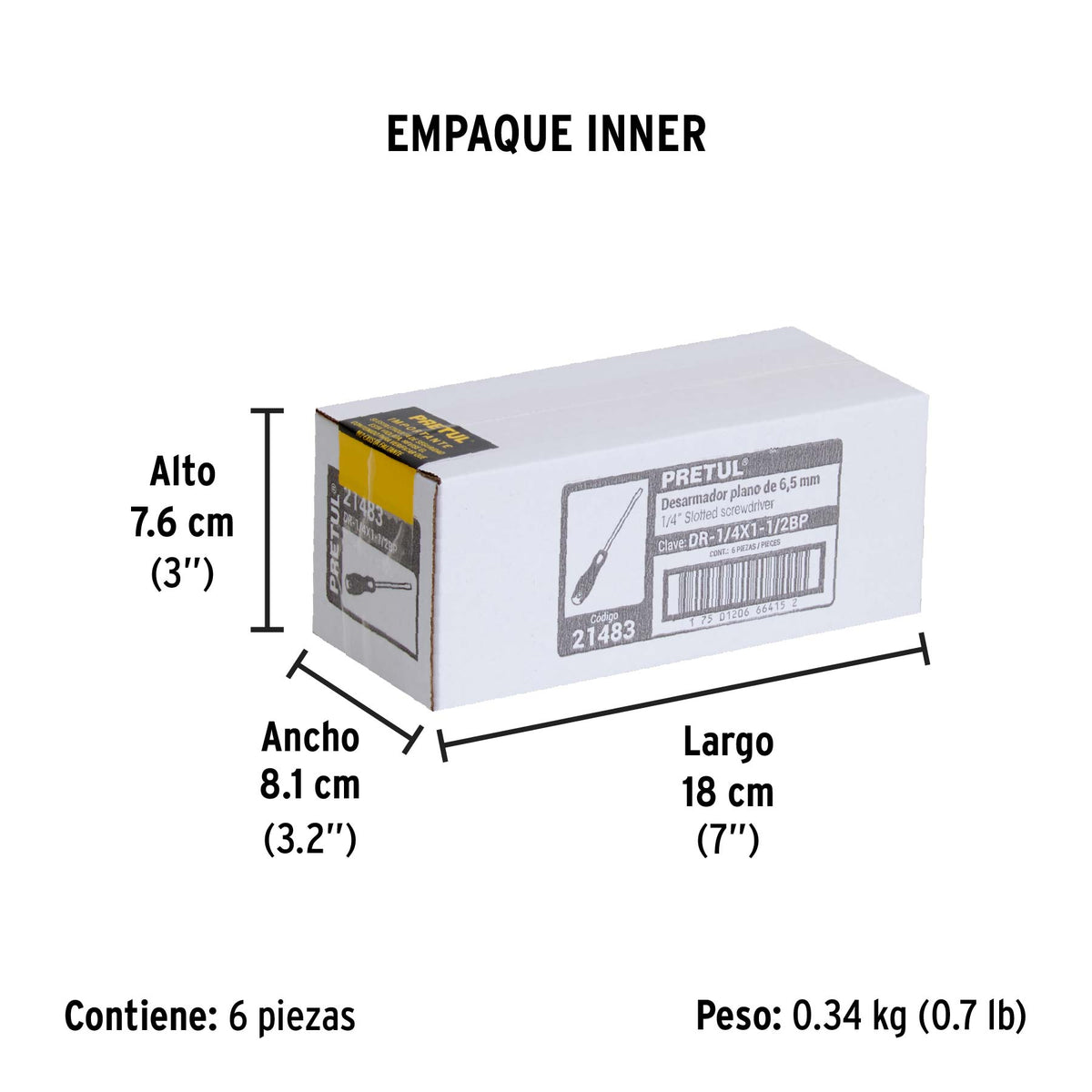 Desarmador plano,1/4x1-1/2",mgo comfort grip, pretul