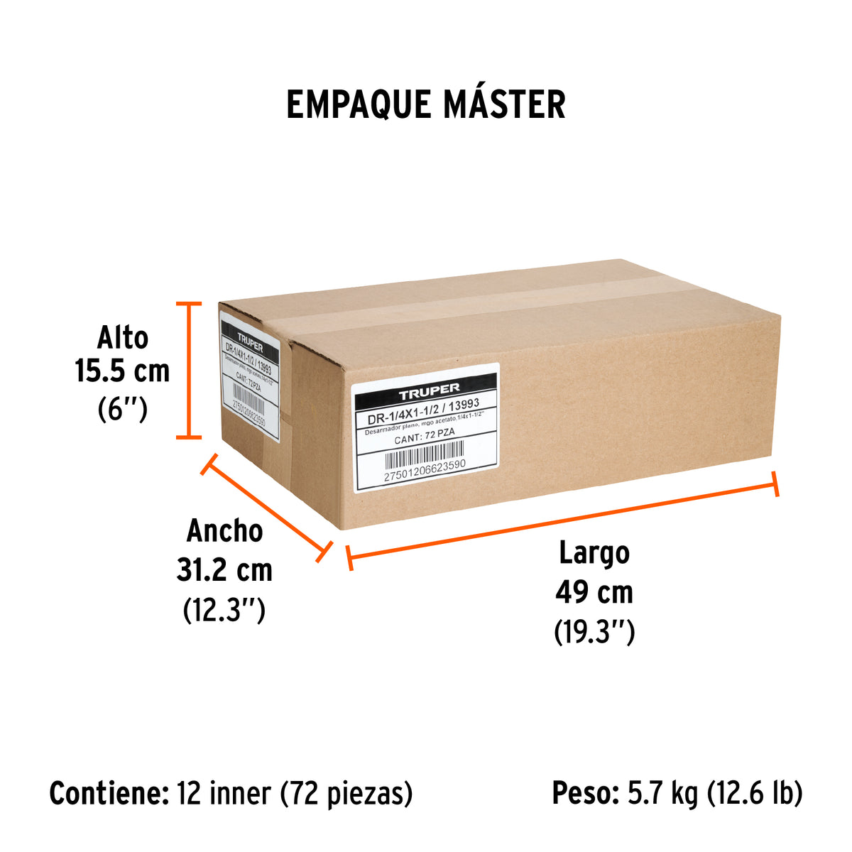 Desarmador plano 1/4x1-1/2" mango de acetato