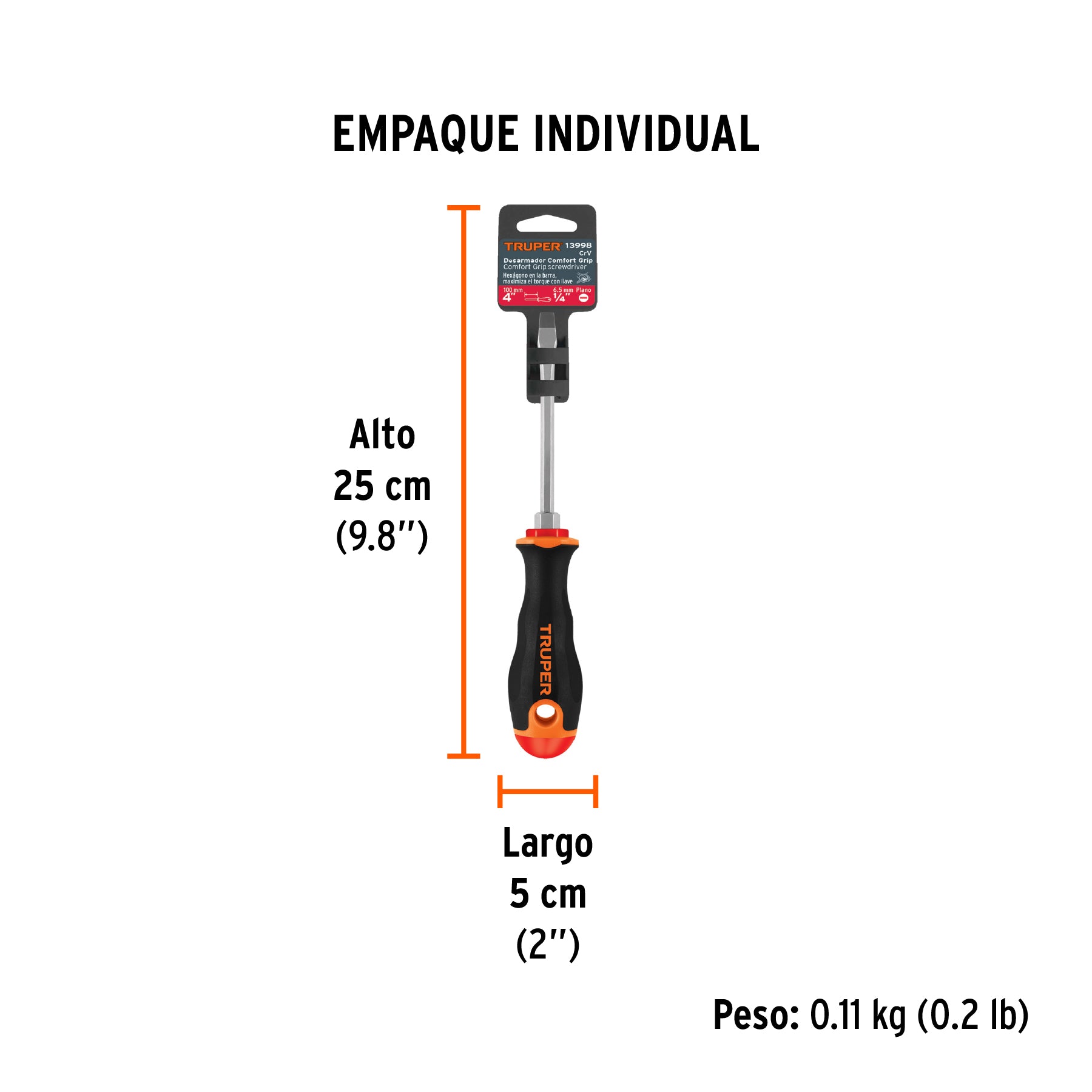 Desarmador plano 1/4x4" mango comfort grip