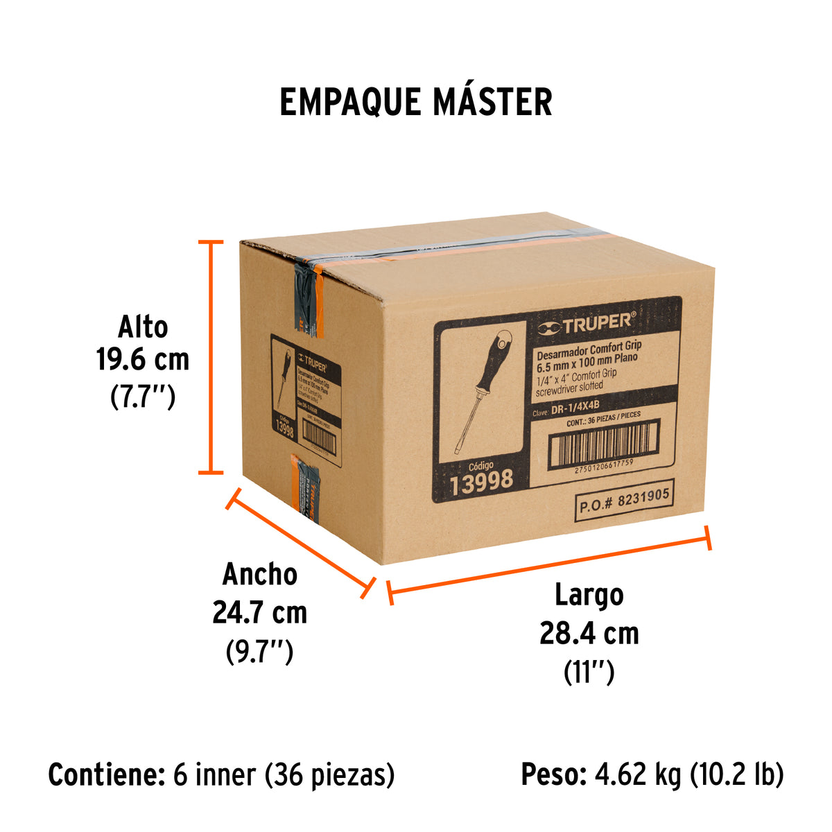 Desarmador plano 1/4x4" mango comfort grip