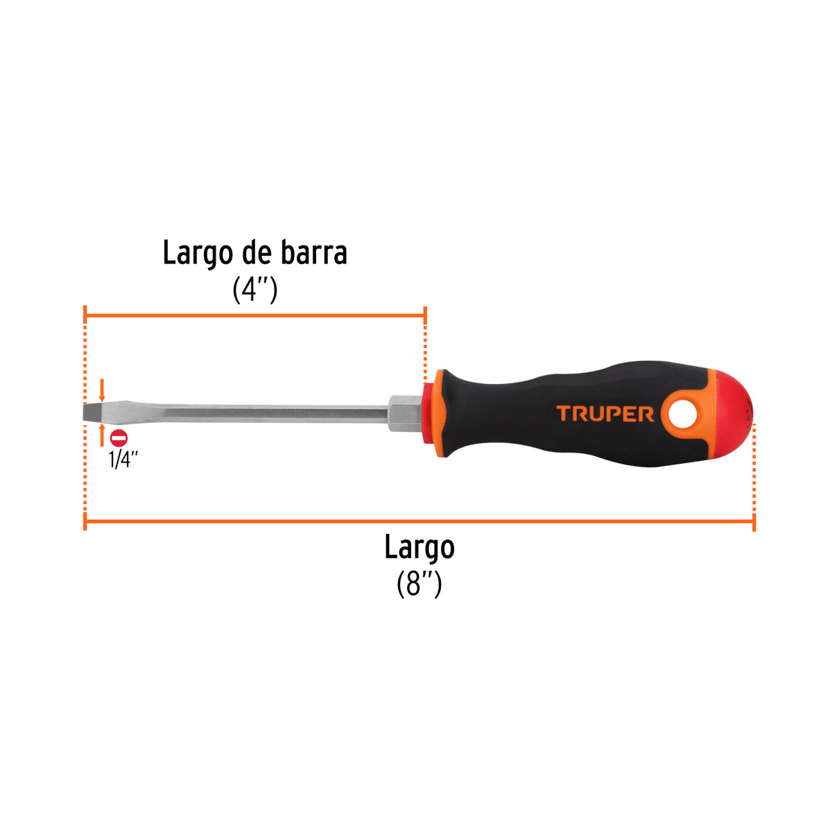 Desarmador plano 1/4x4" mango comfort grip