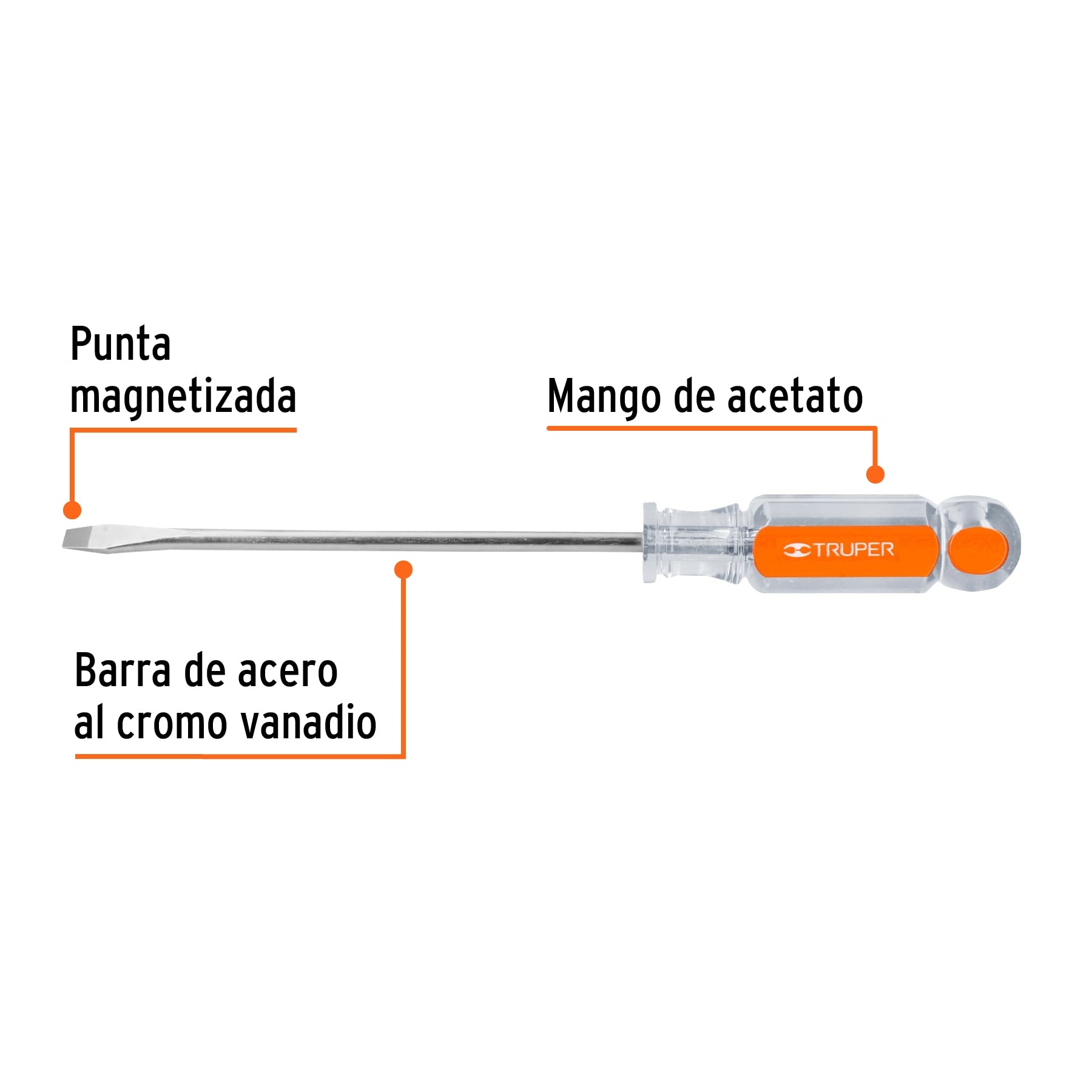 Desarmador plano 1/4x6" mango de acetato