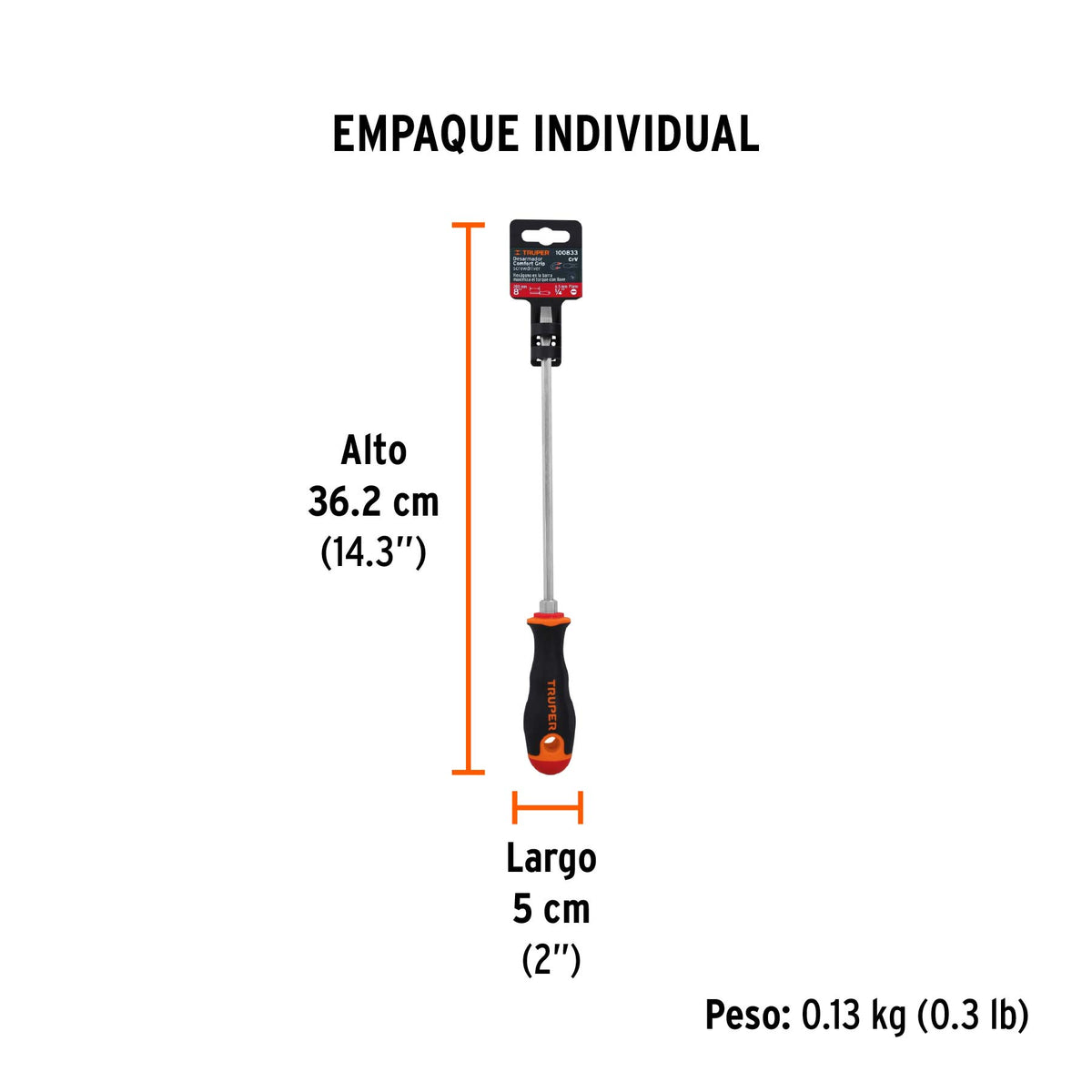 DESARMADOR PLANO MANGO COMFORT GRIP 1/4"X8"