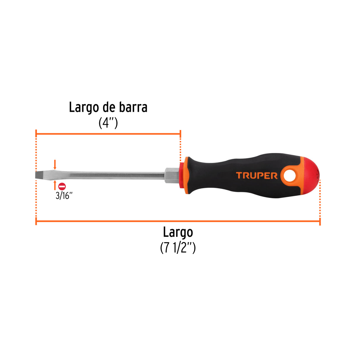 Desarmador plano 3/16x4" mango comfort grip