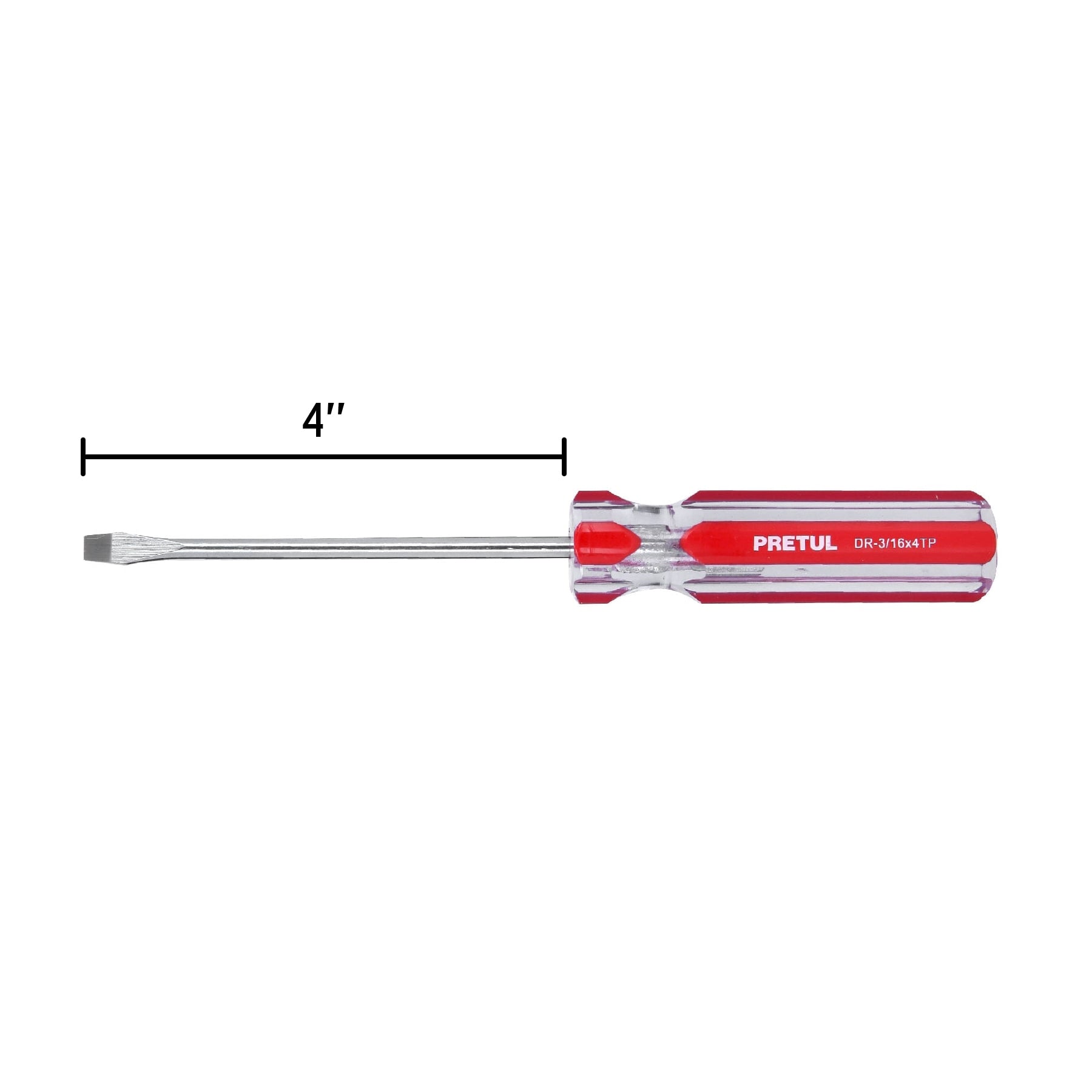 Desarmador plano, 3/16 x 4", mango pvc, pretul