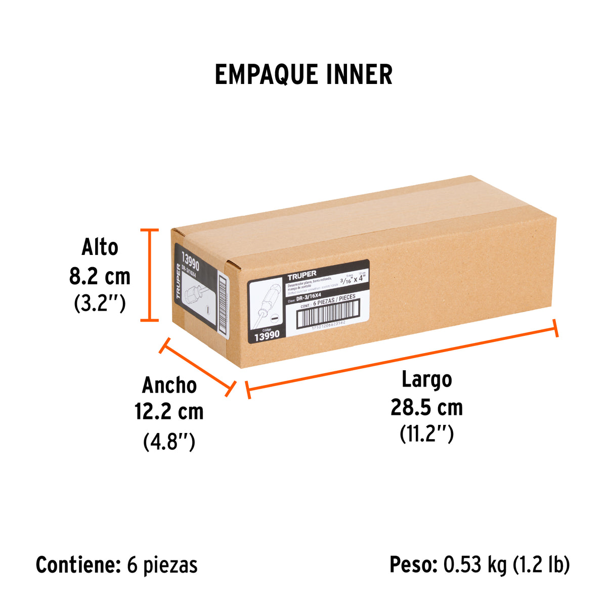Desarmador plano 3/16x4" mango de acetato