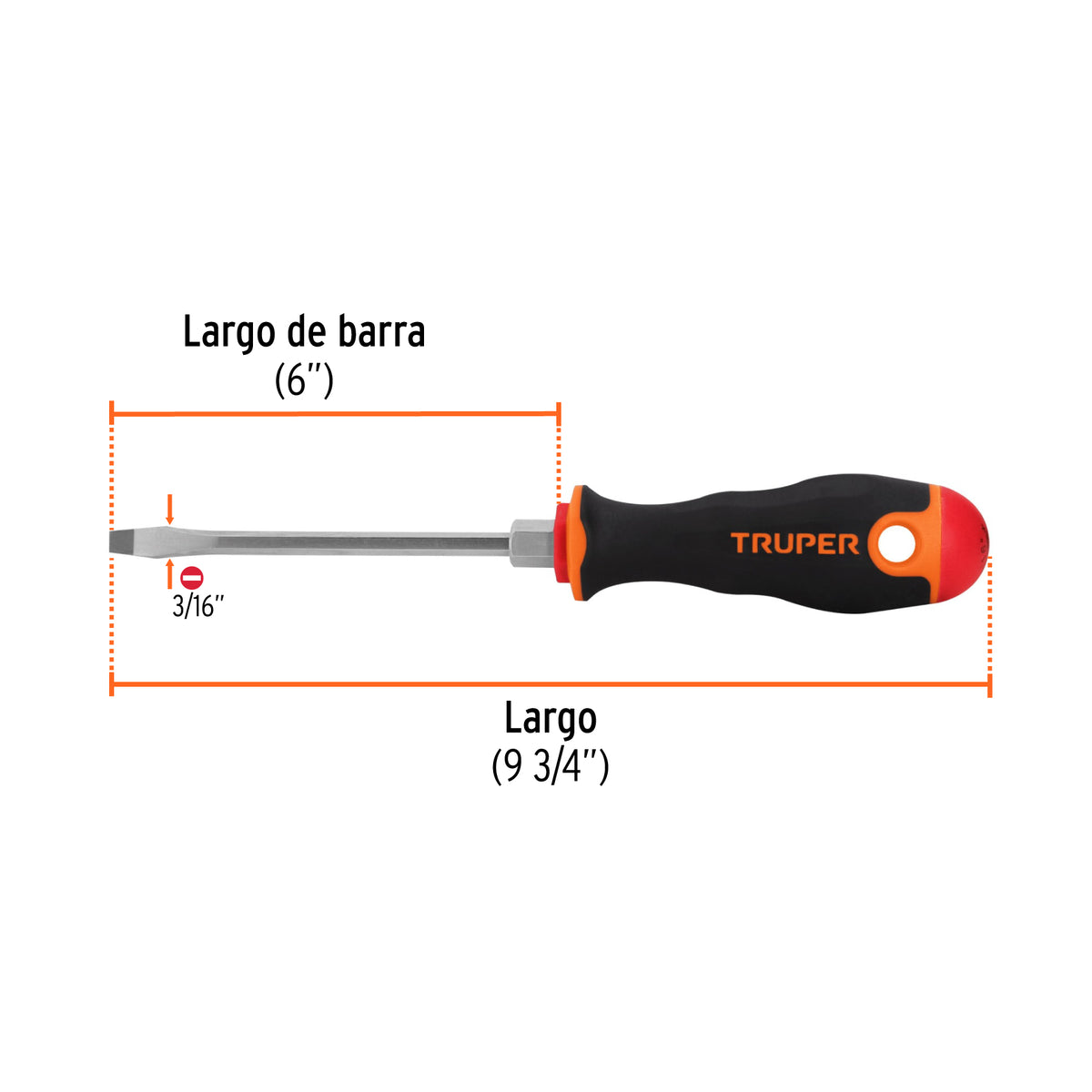 DESARMADOR PLANO MANGO COMFORT GRIP 3/16"X6"