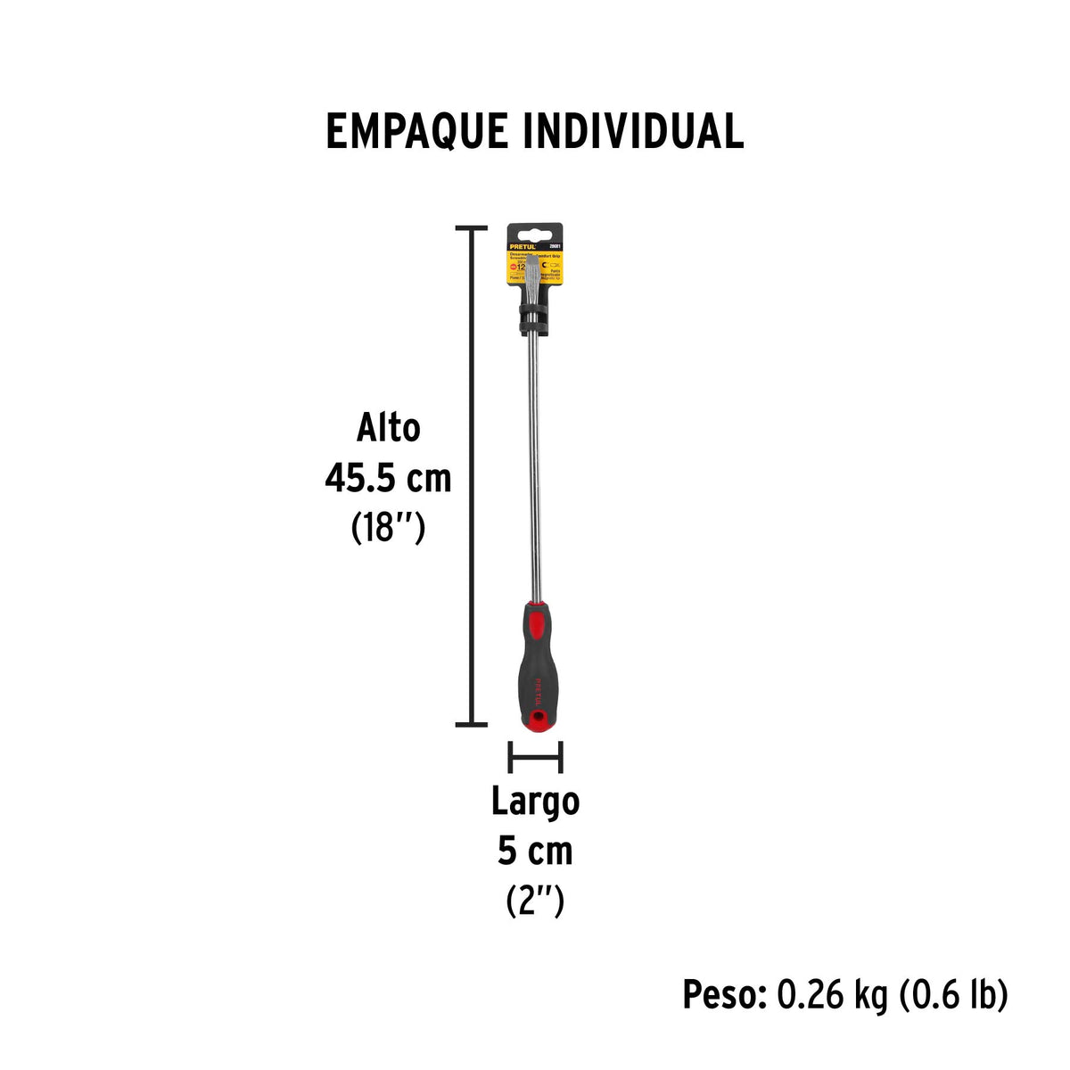 Desarmador plano, 3/8' x 12', mango Comfort Grip, Pretul