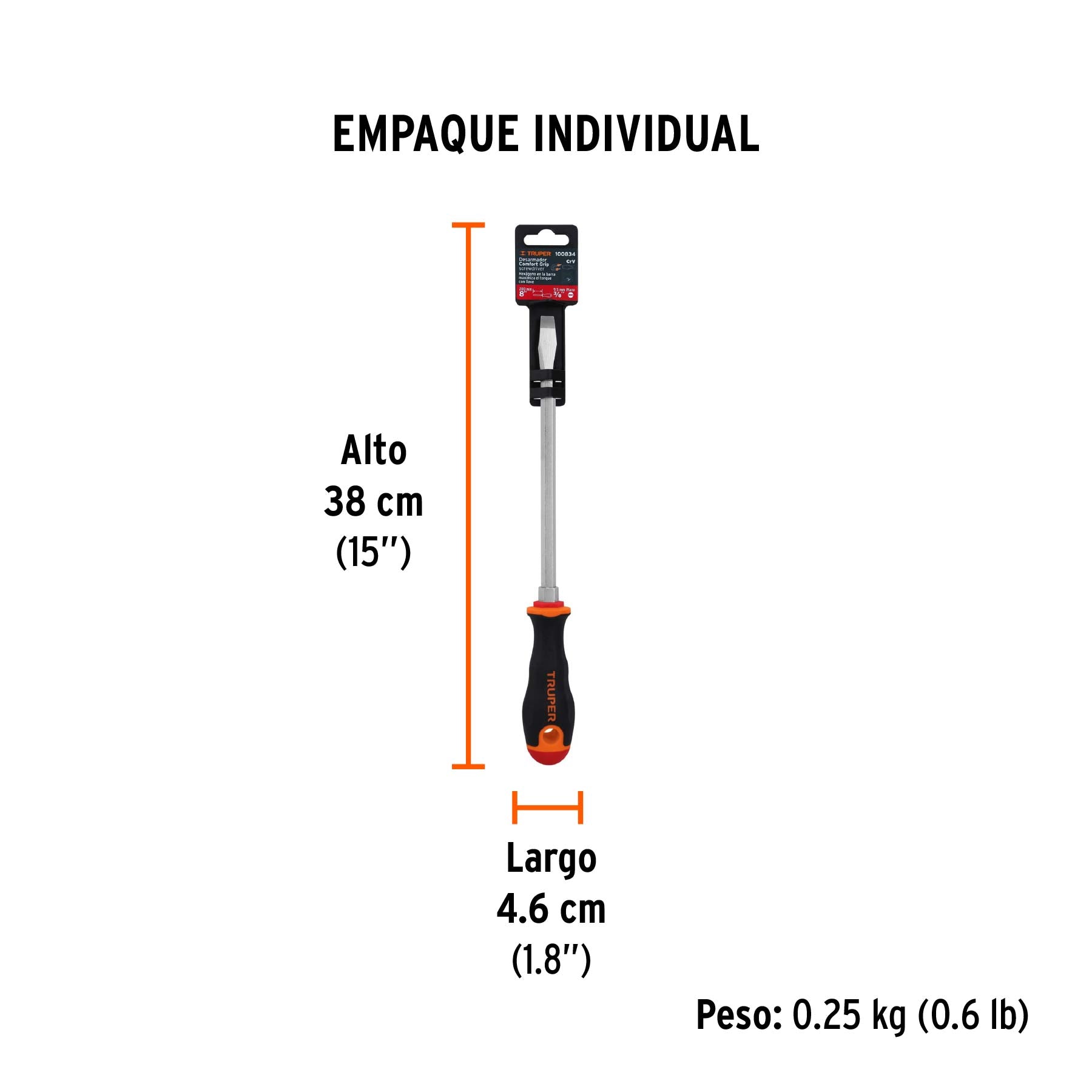 DESARMADOR PLANO MANGO COMFORT GRIP 3/8"X8"