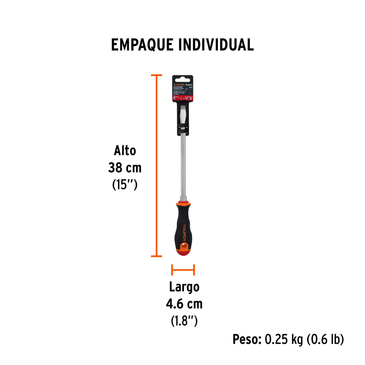 DESARMADOR PLANO MANGO COMFORT GRIP 3/8"X8"