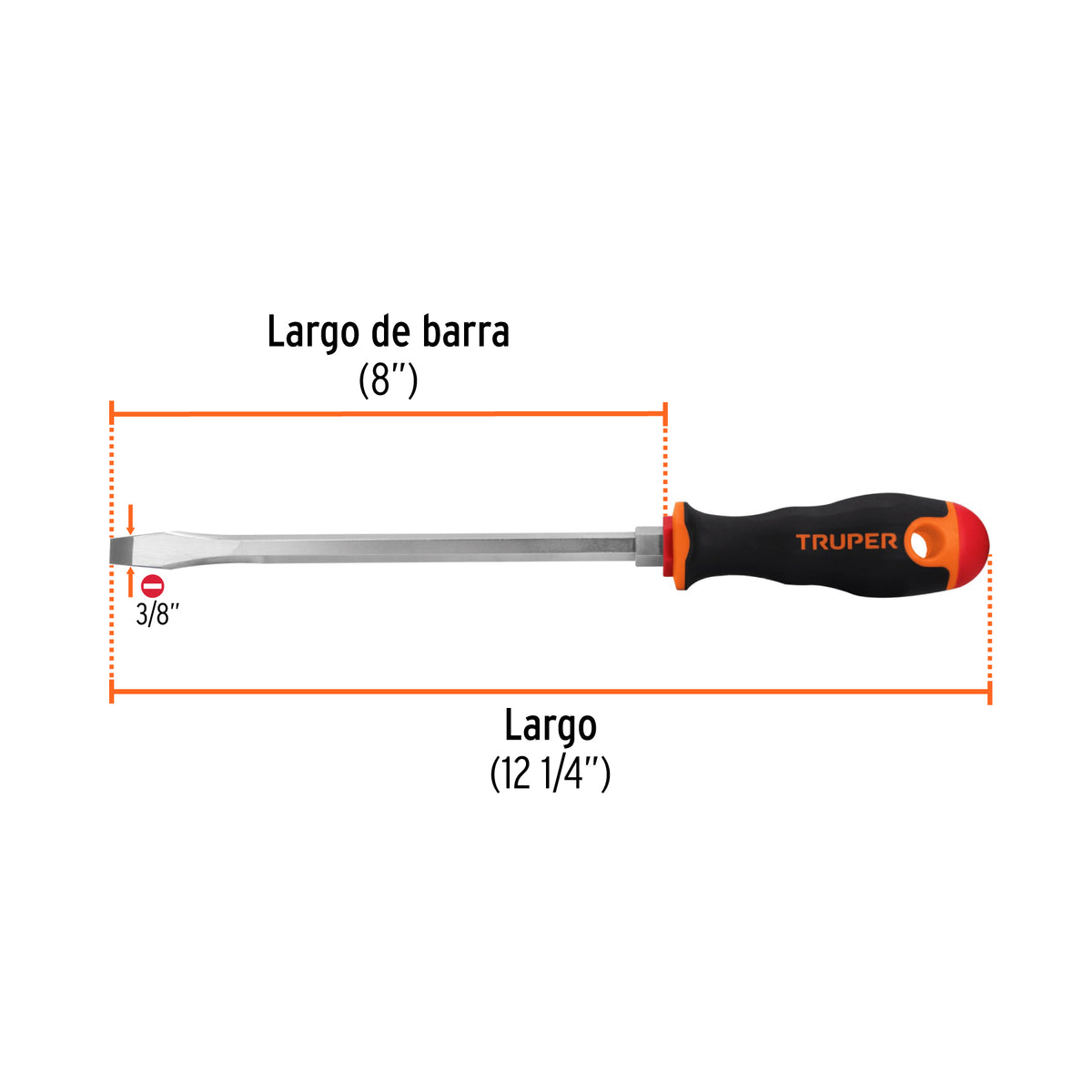 DESARMADOR PLANO MANGO COMFORT GRIP 3/8"X8"