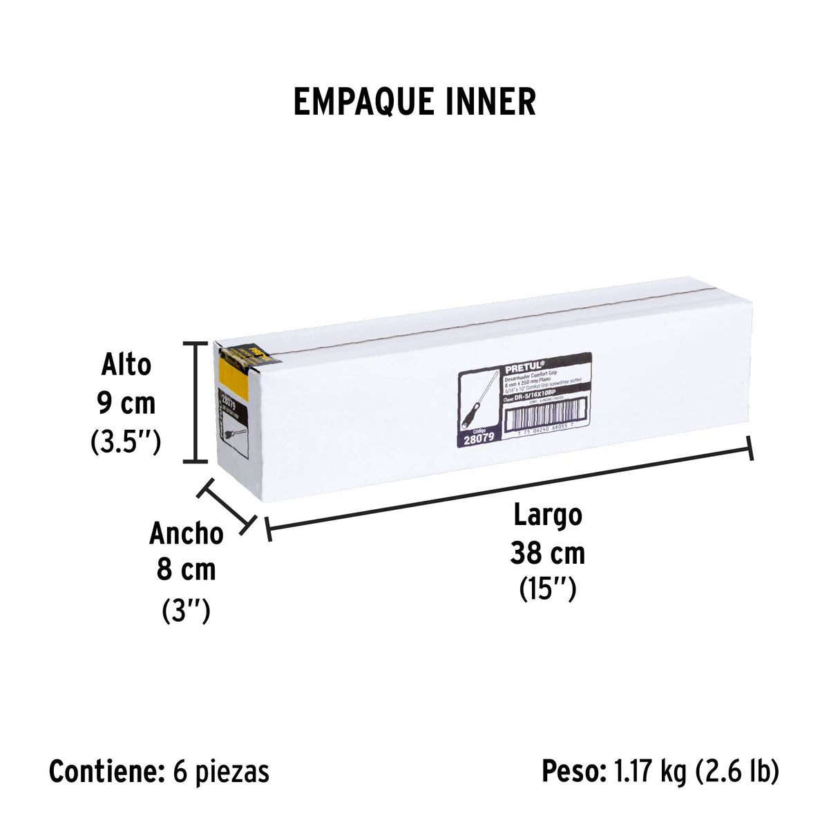 Desarmador plano, 5/16' x 10', mango Comfort Grip, Pretul