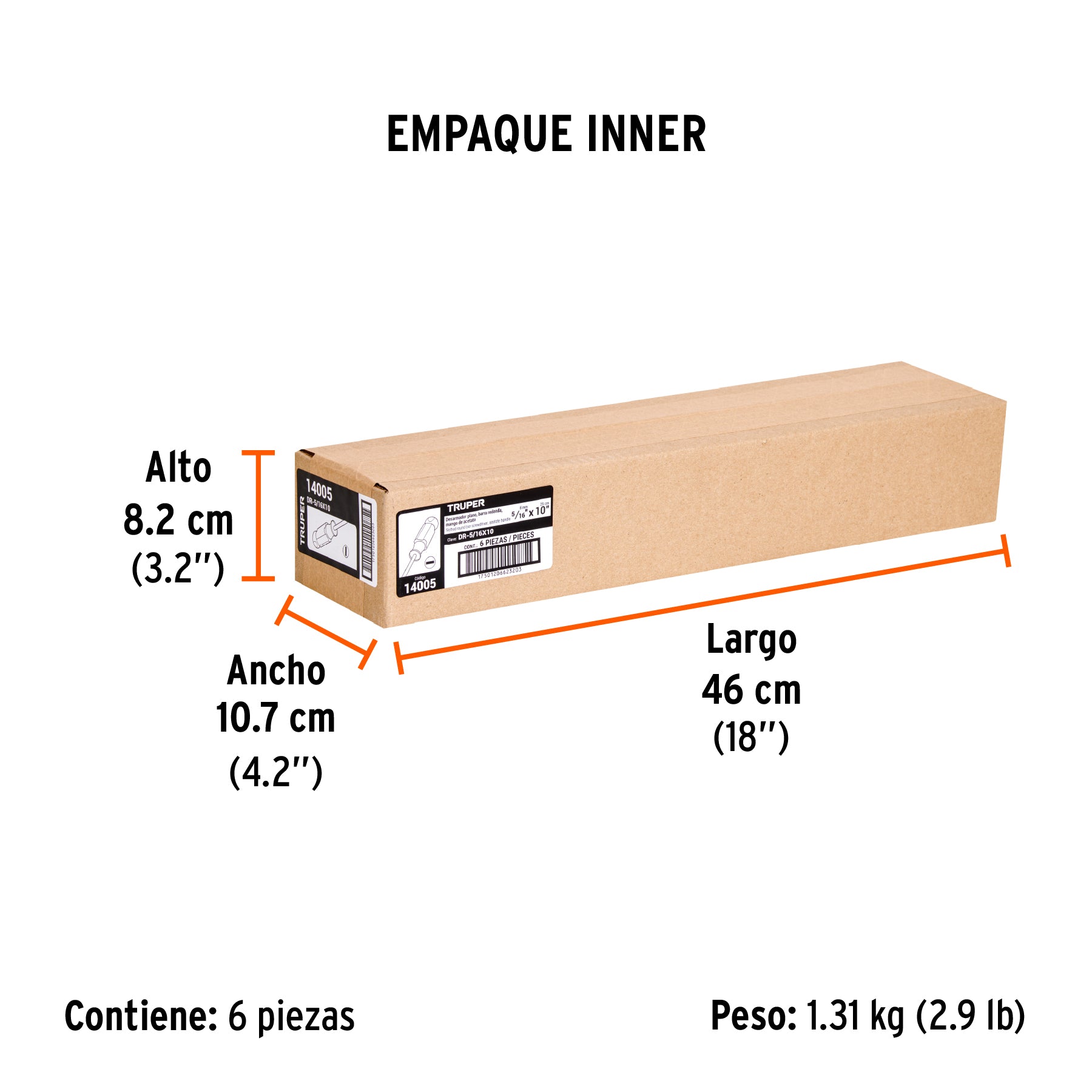 Desarmador plano 5/16x10" mango de acetato