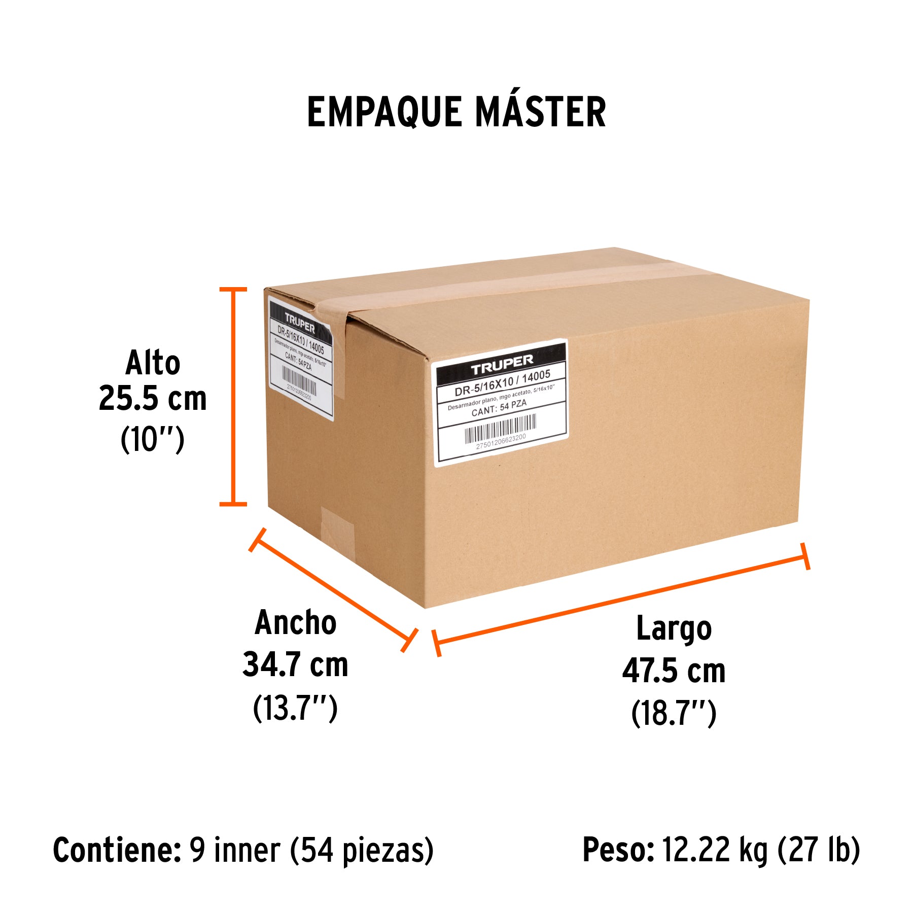Desarmador plano 5/16x10" mango de acetato