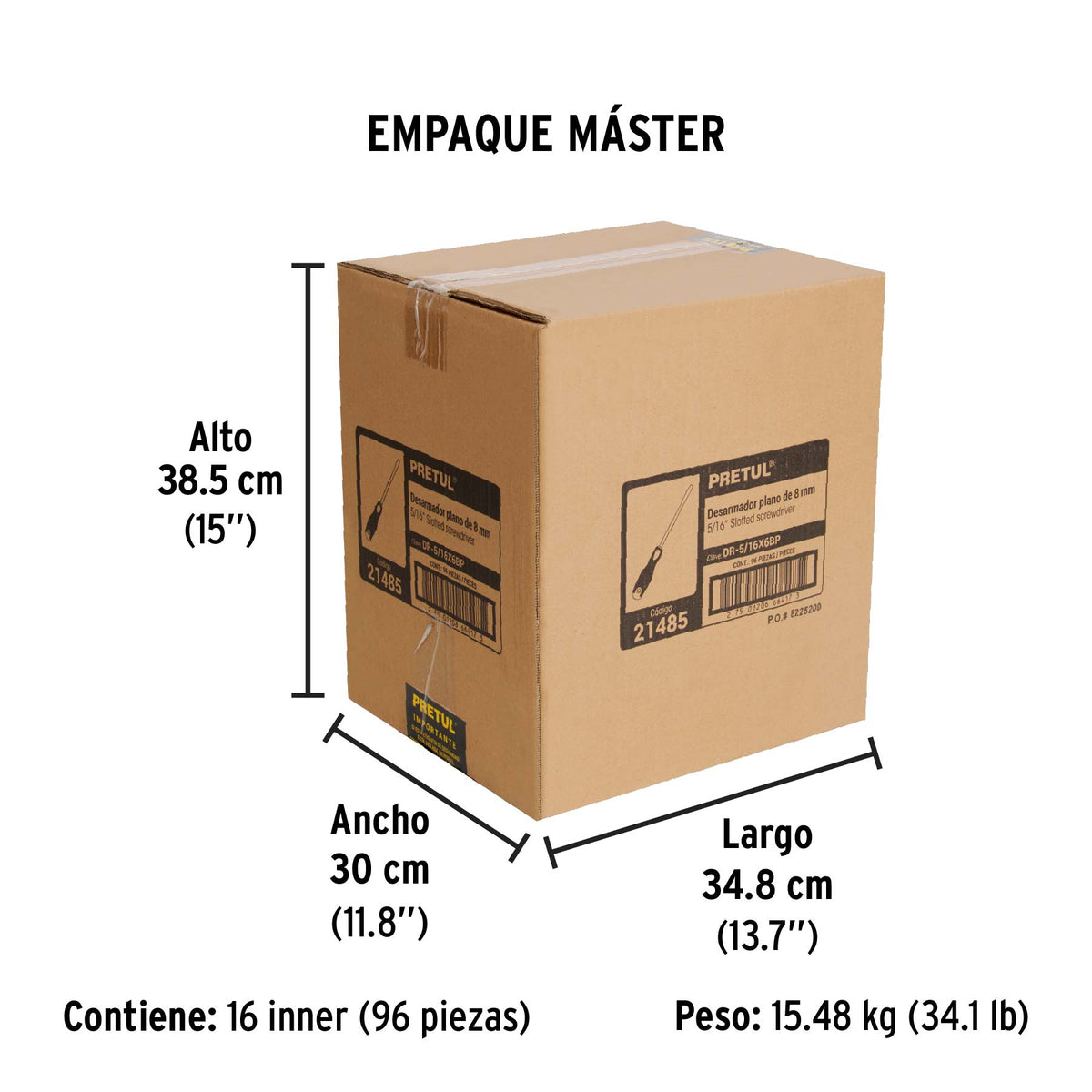 Desarmador plano, 5/16 x 6", mango comfort grip, pretul