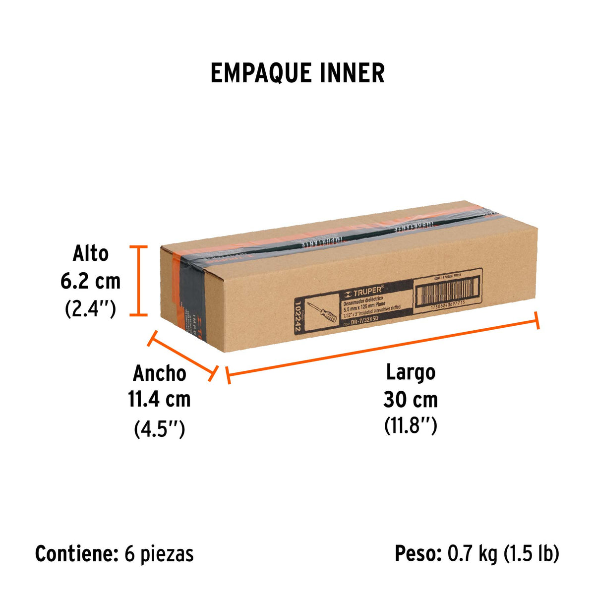 Desarmador dieléctrico plano 7/32' x 5', Truper