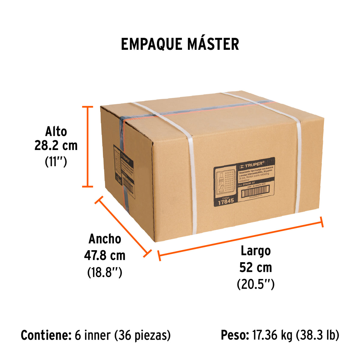 Desarmador tipo trompo con matraca, 37 piezas