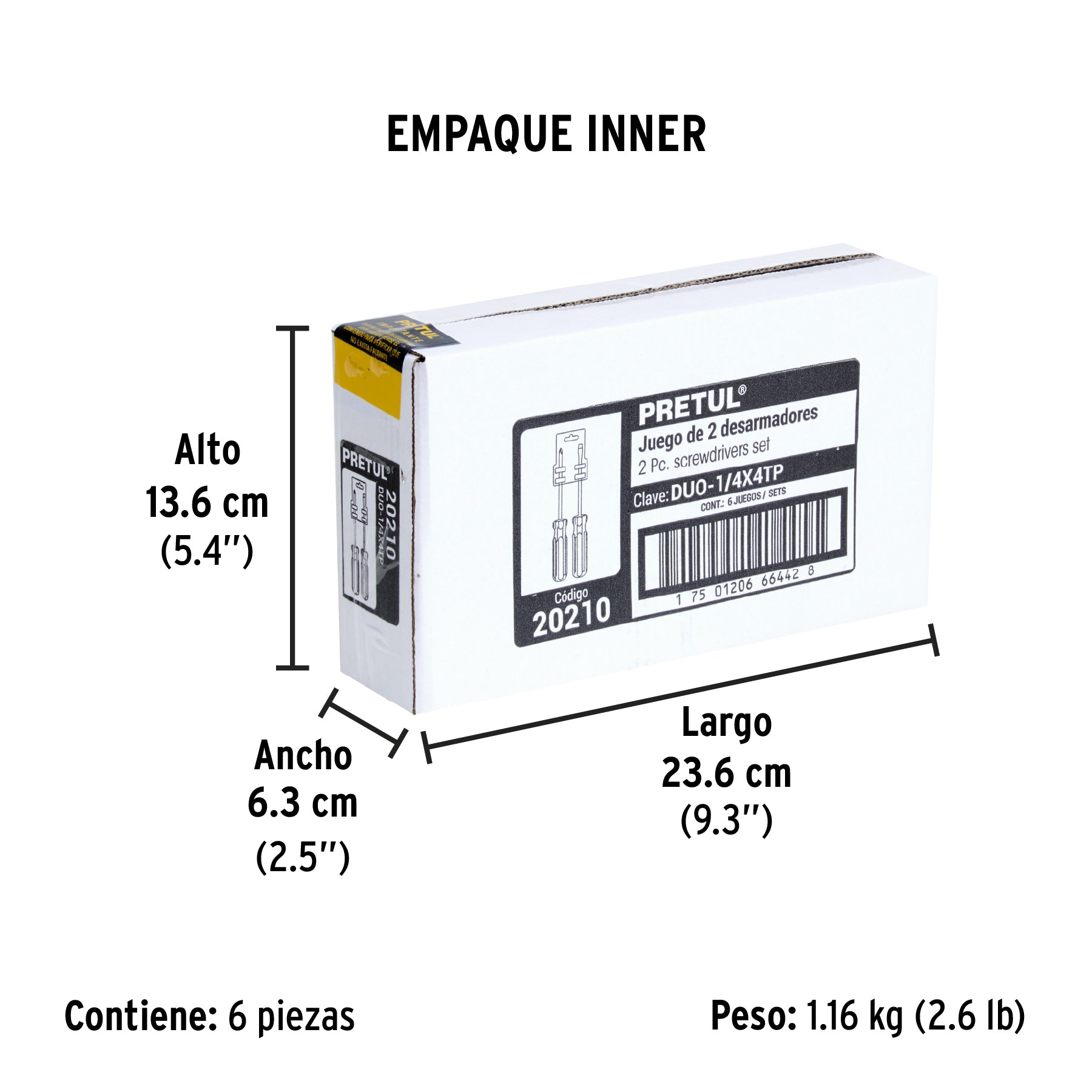 Duo de desarmadores, 1/4x4, mango PVC, Pretul
