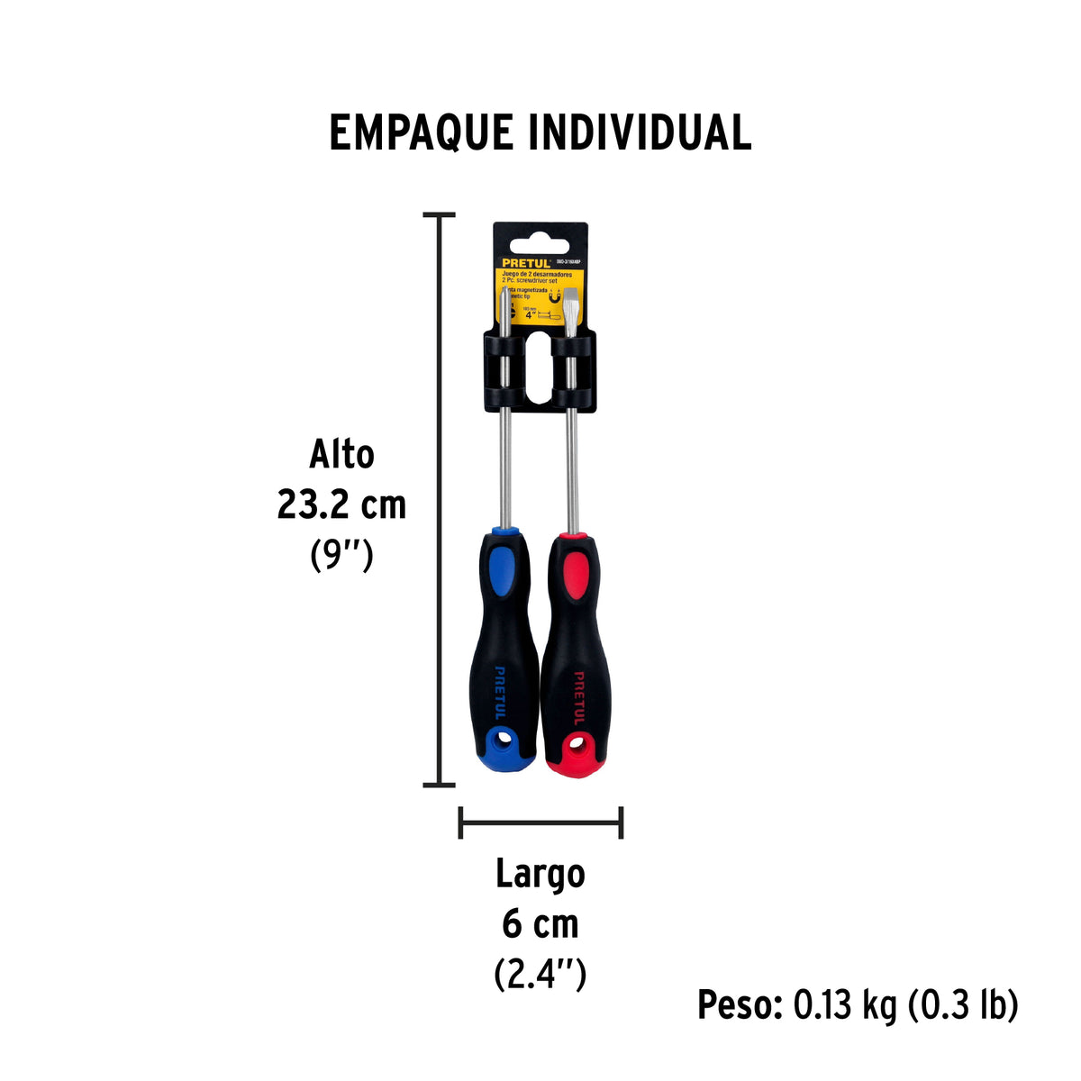 Duo de desarmadores, 3/16x4, mango comfort grip, pretul
