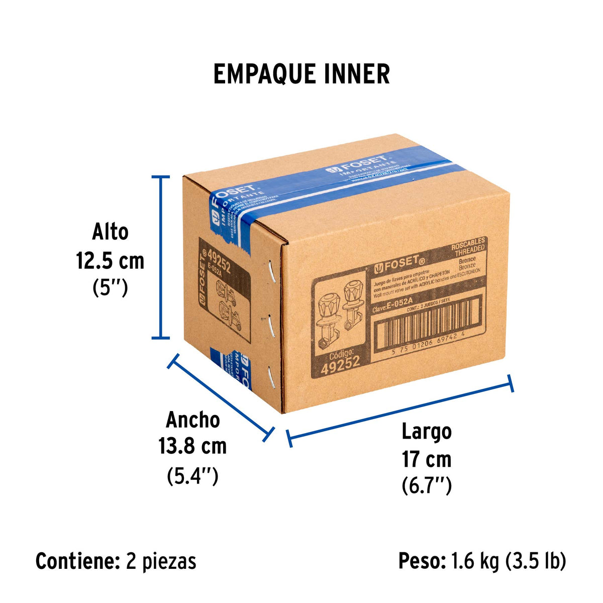Juego 2 llaves empotrar, regadera, roscables, acrílico,Basic