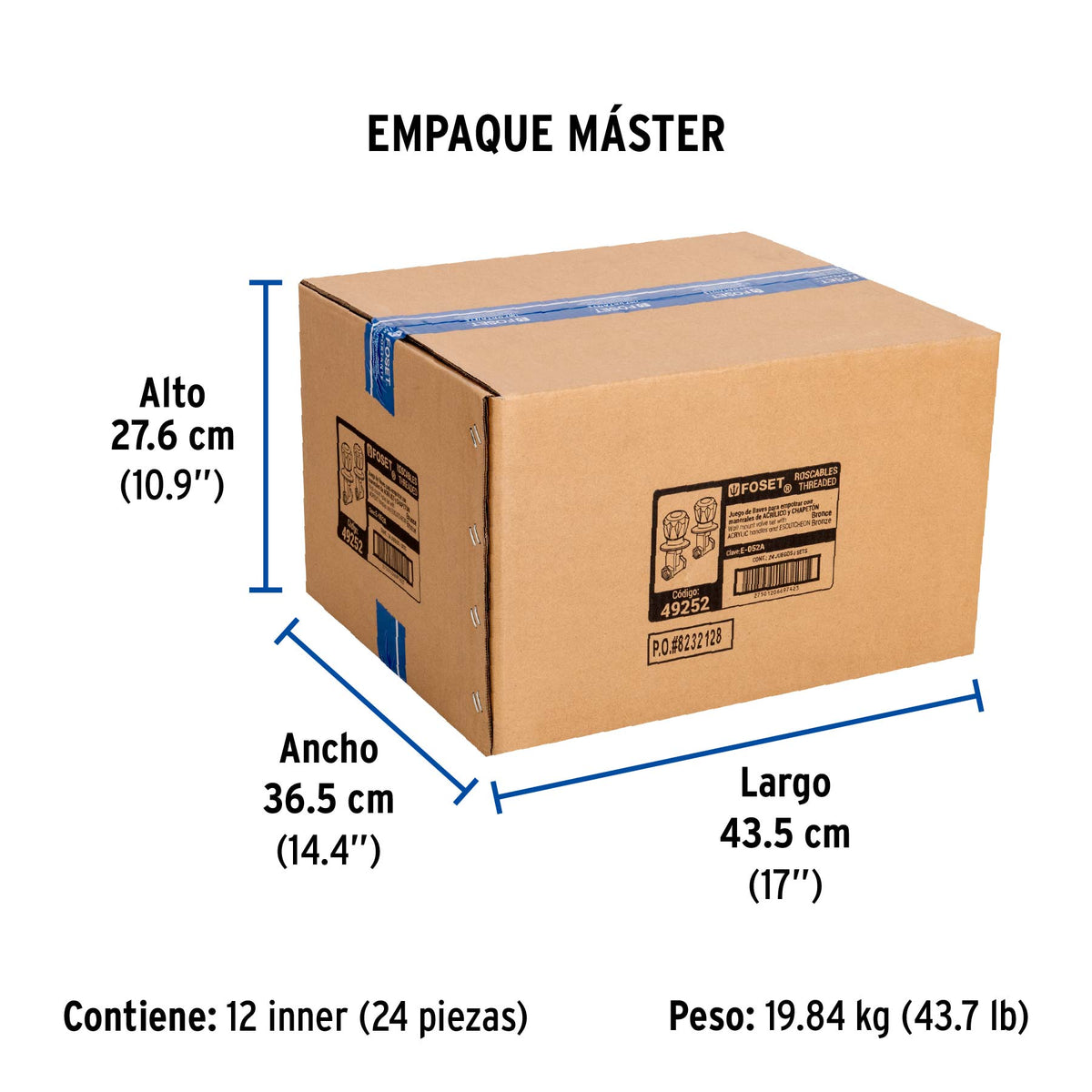 Juego 2 llaves empotrar, regadera, roscables, acrílico,Basic