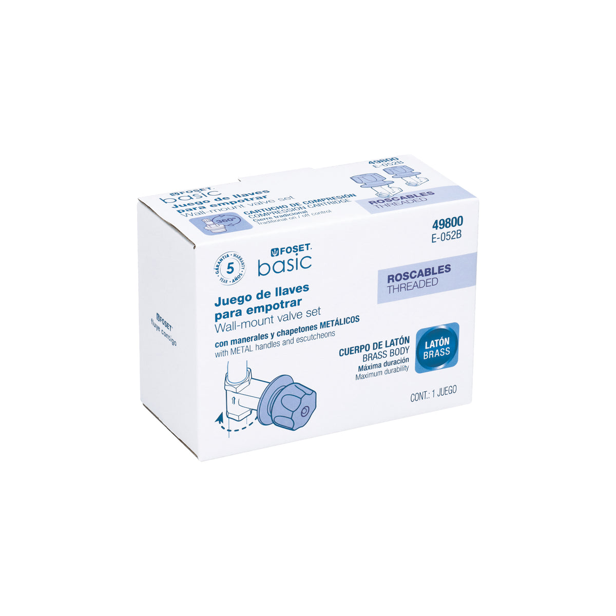 Jgo 2 llaves empotrar roscables c/manerales metálicos,Basic