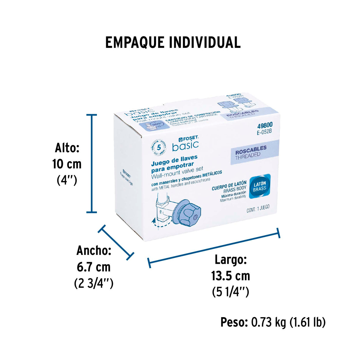Jgo 2 llaves empotrar roscables c/manerales metálicos,Basic