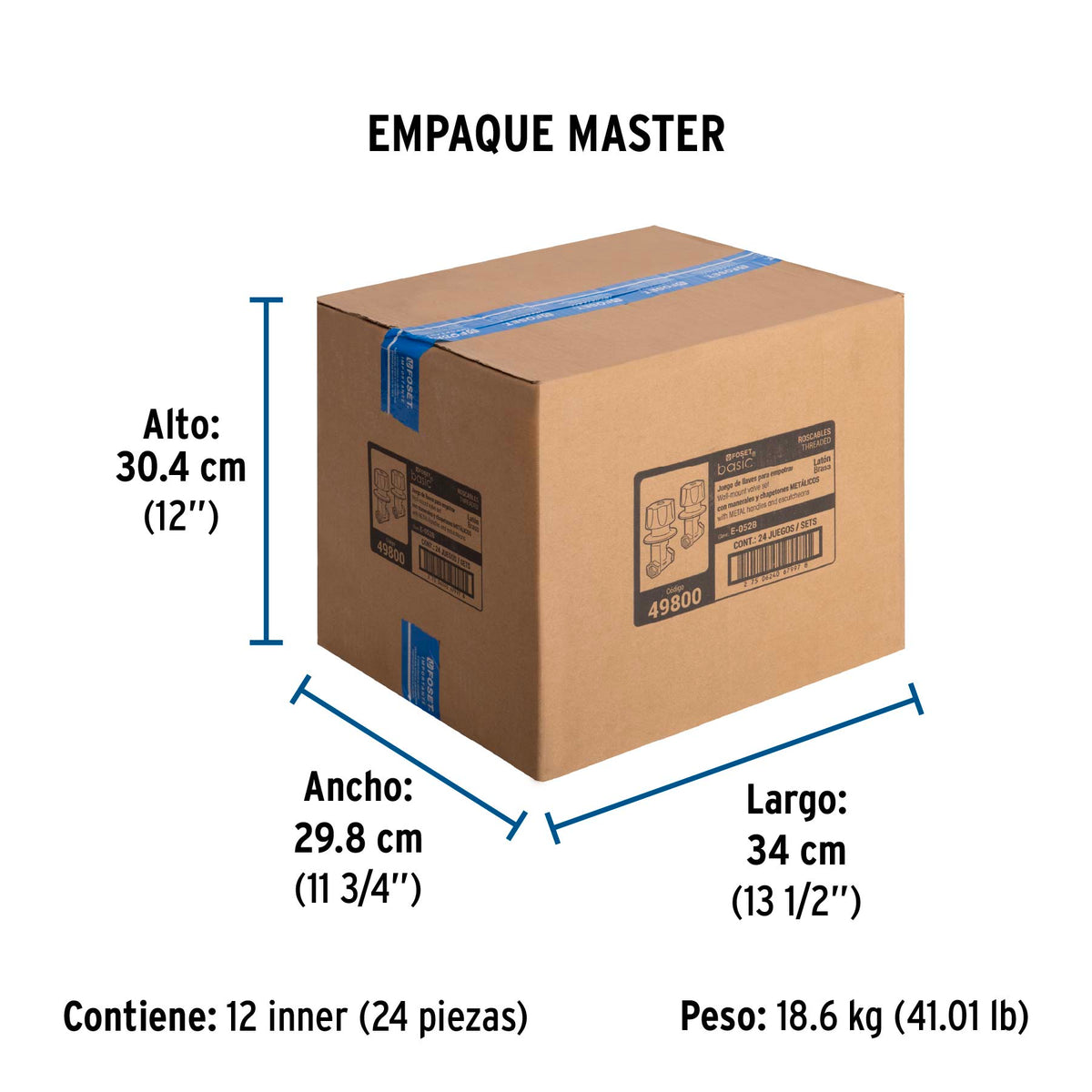 Jgo 2 llaves empotrar roscables c/manerales metálicos,Basic
