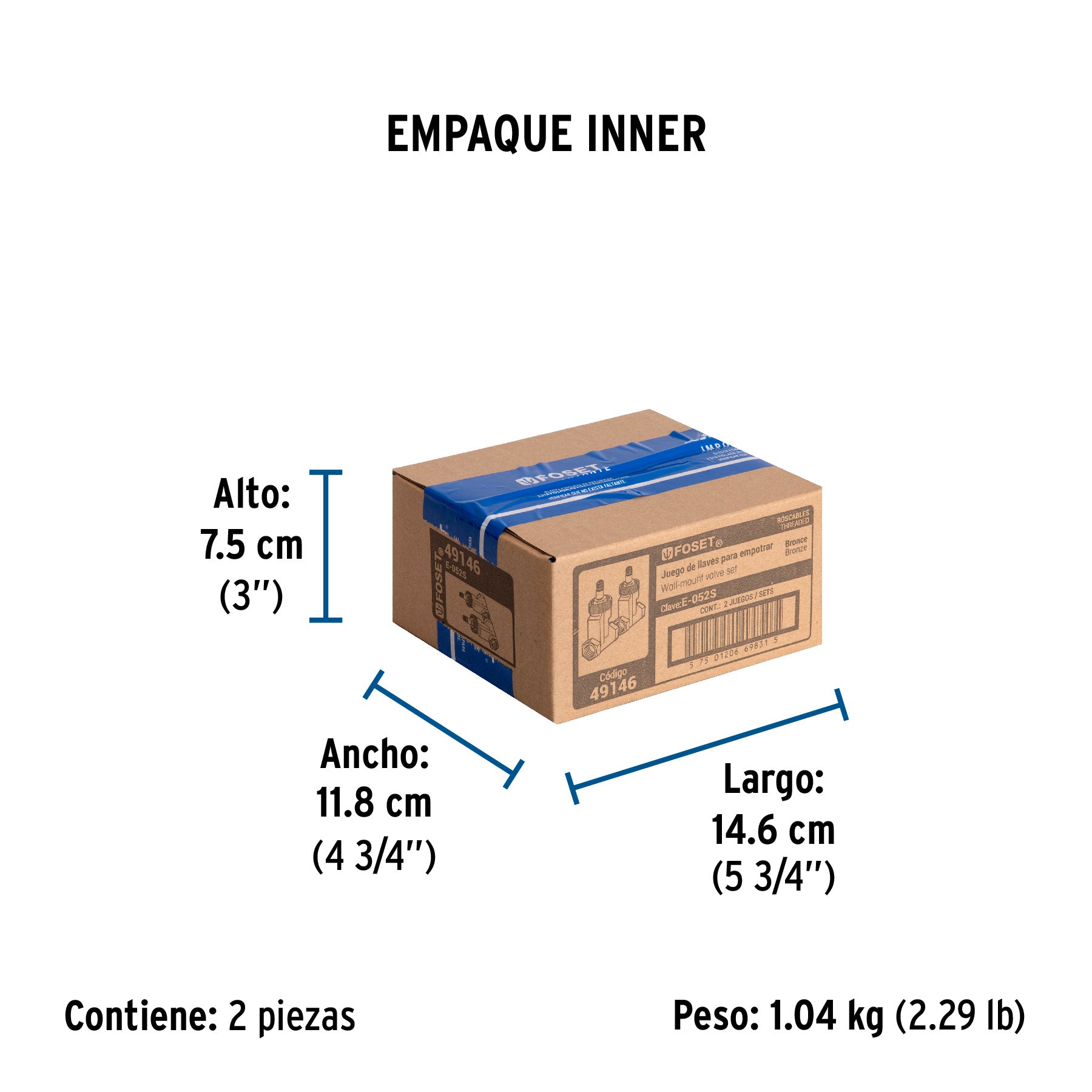 Juego 2 llaves empotrar, cartucho compresión sin manerales