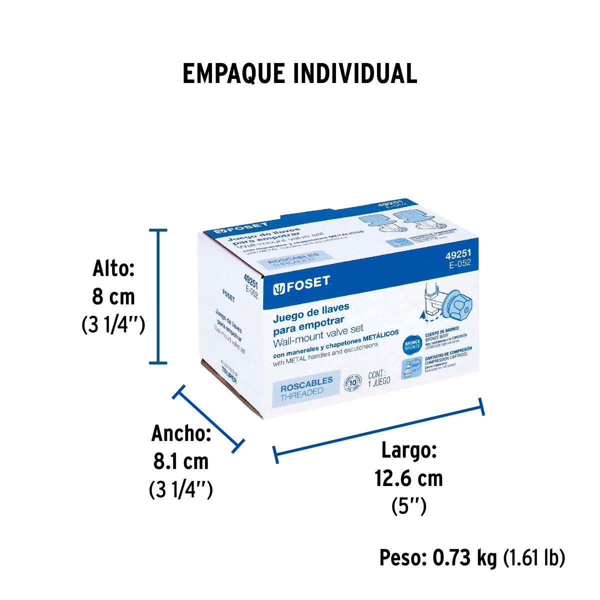 Juego 2 llaves empotrar, regadera, roscables, cubo, Basic