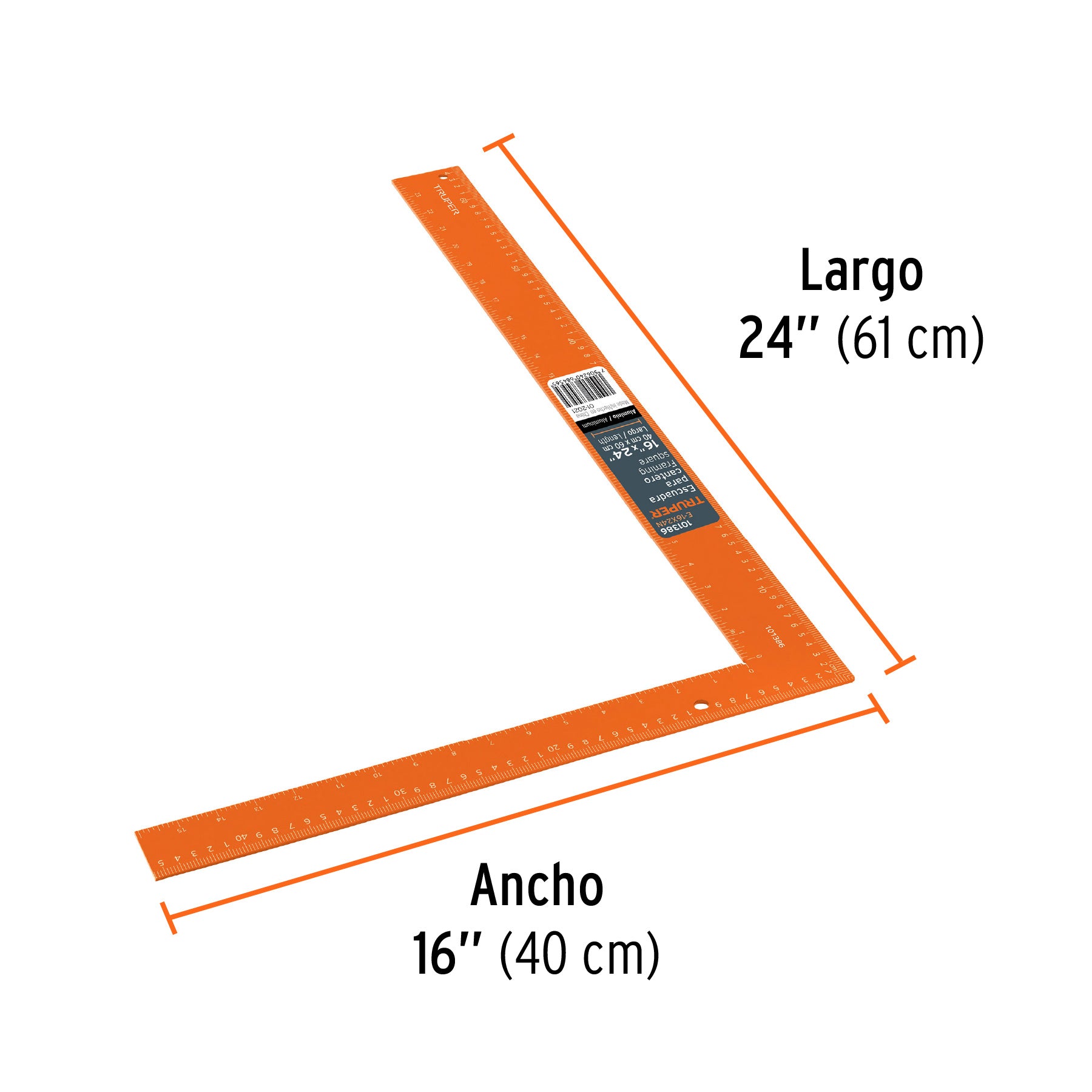 Escuadra para cantero 16'x24' de aluminio color naranja