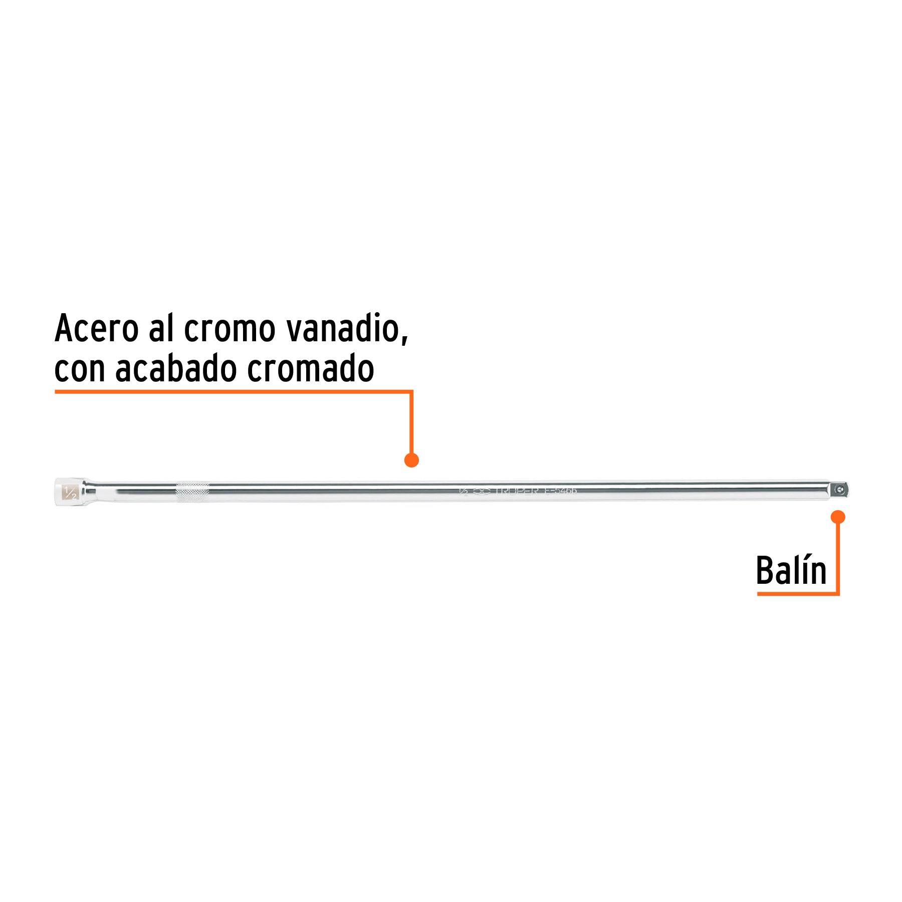 Extensión de 20" para matraca para dados cuadro 1/2"
