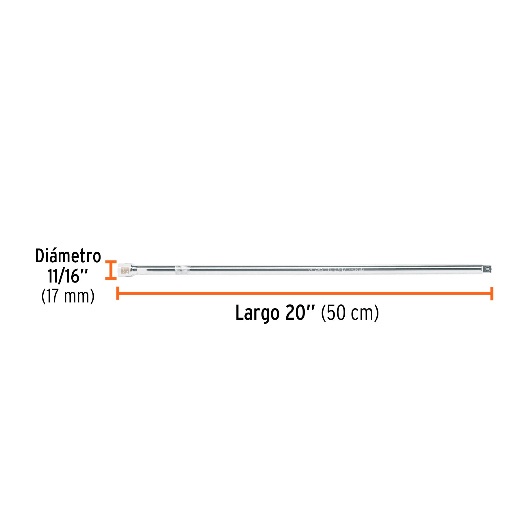 Extensión de 20" para matraca para dados cuadro 1/2"