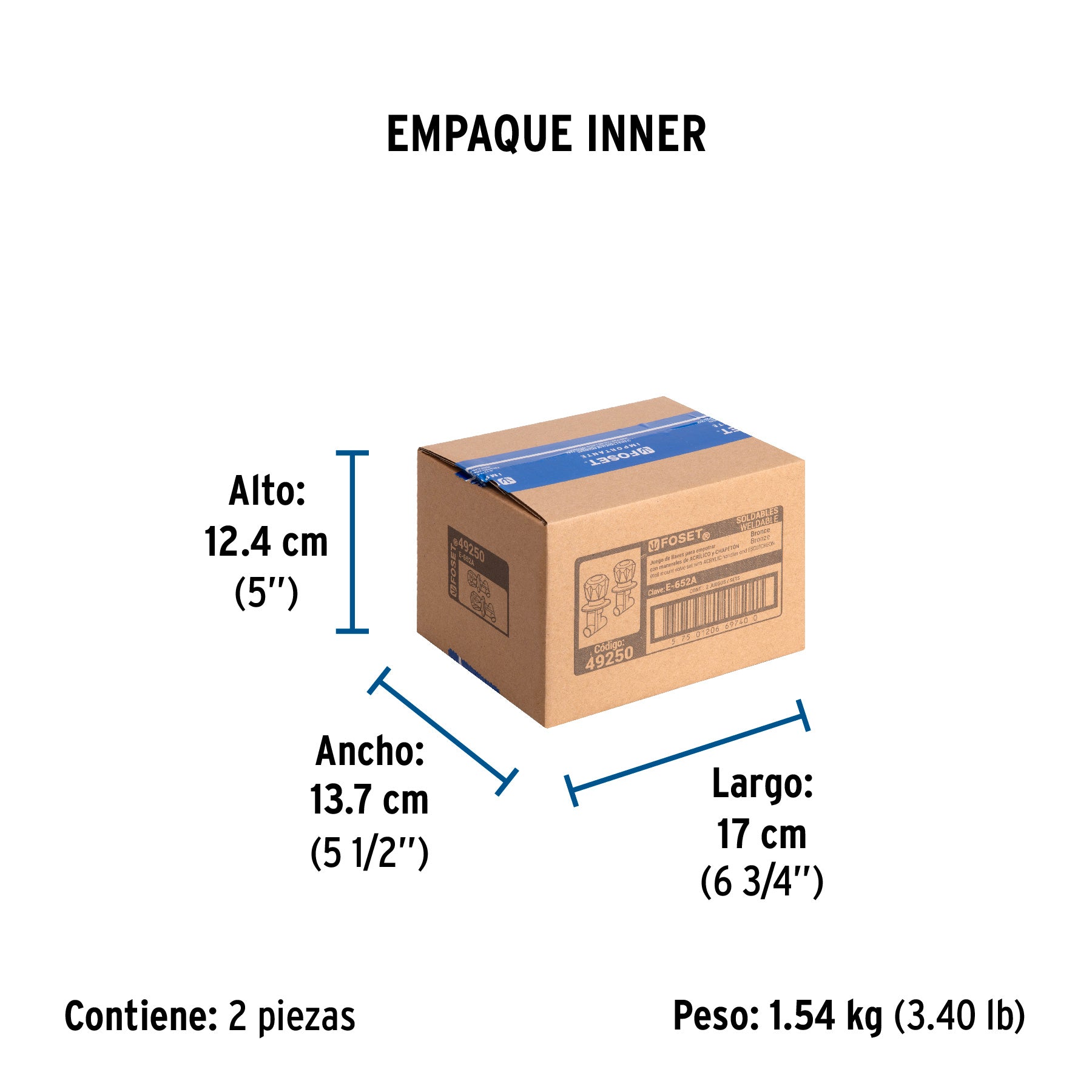Juego 2 llaves empotrar, regadera, soldables, acrílico,Basic