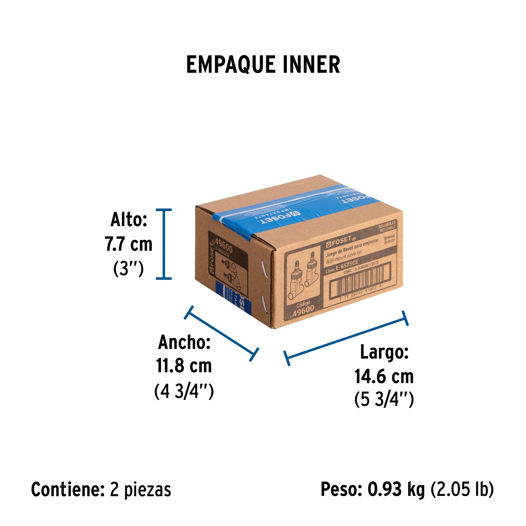 Juego 2 llaves empotrar soldables, cerámico de 1/4 vuelta