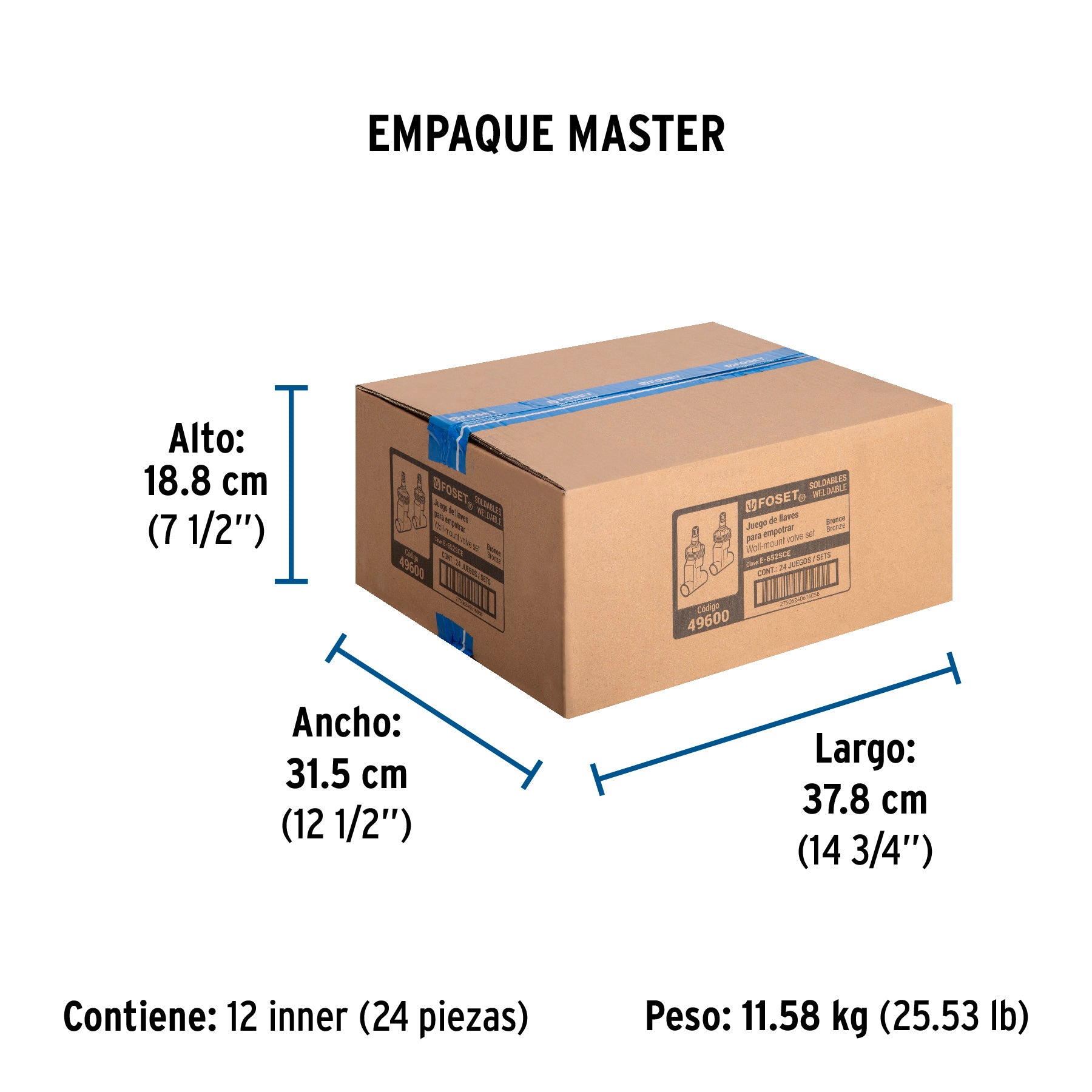 Juego 2 llaves empotrar soldables, cerámico de 1/4 vuelta