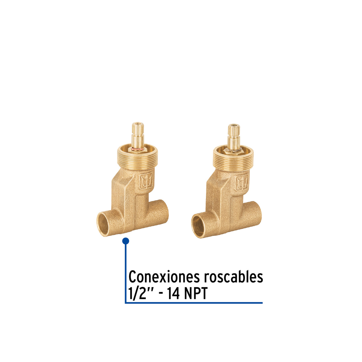 Juego 2 llaves empotrar soldables, cerámico de 1/4 vuelta