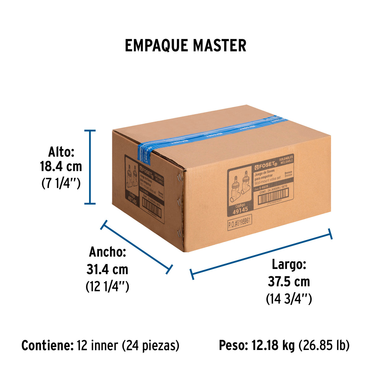 Juego 2 llaves de latón para empotrar soldables, Aqua