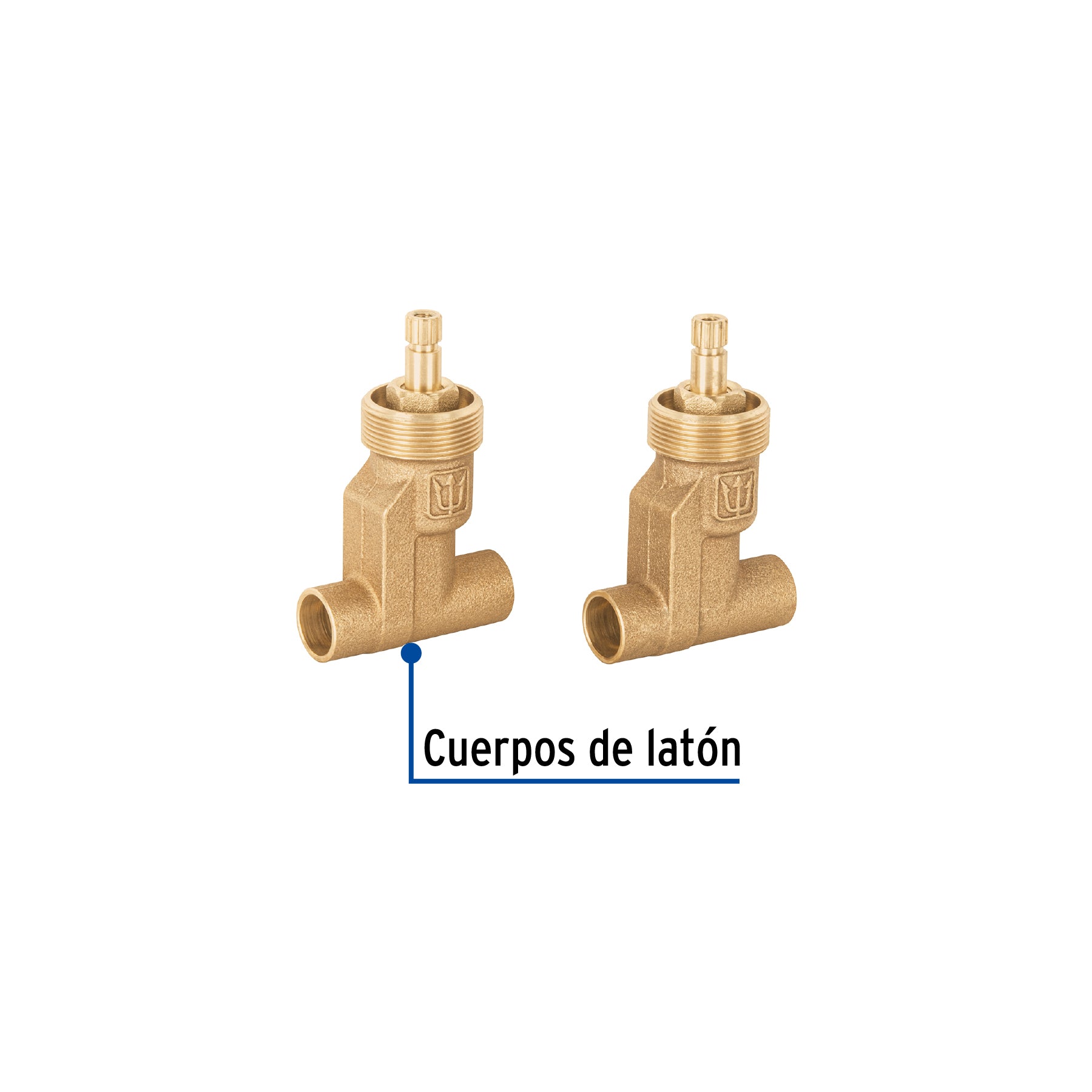 Juego 2 llaves de latón para empotrar soldables, Aqua
