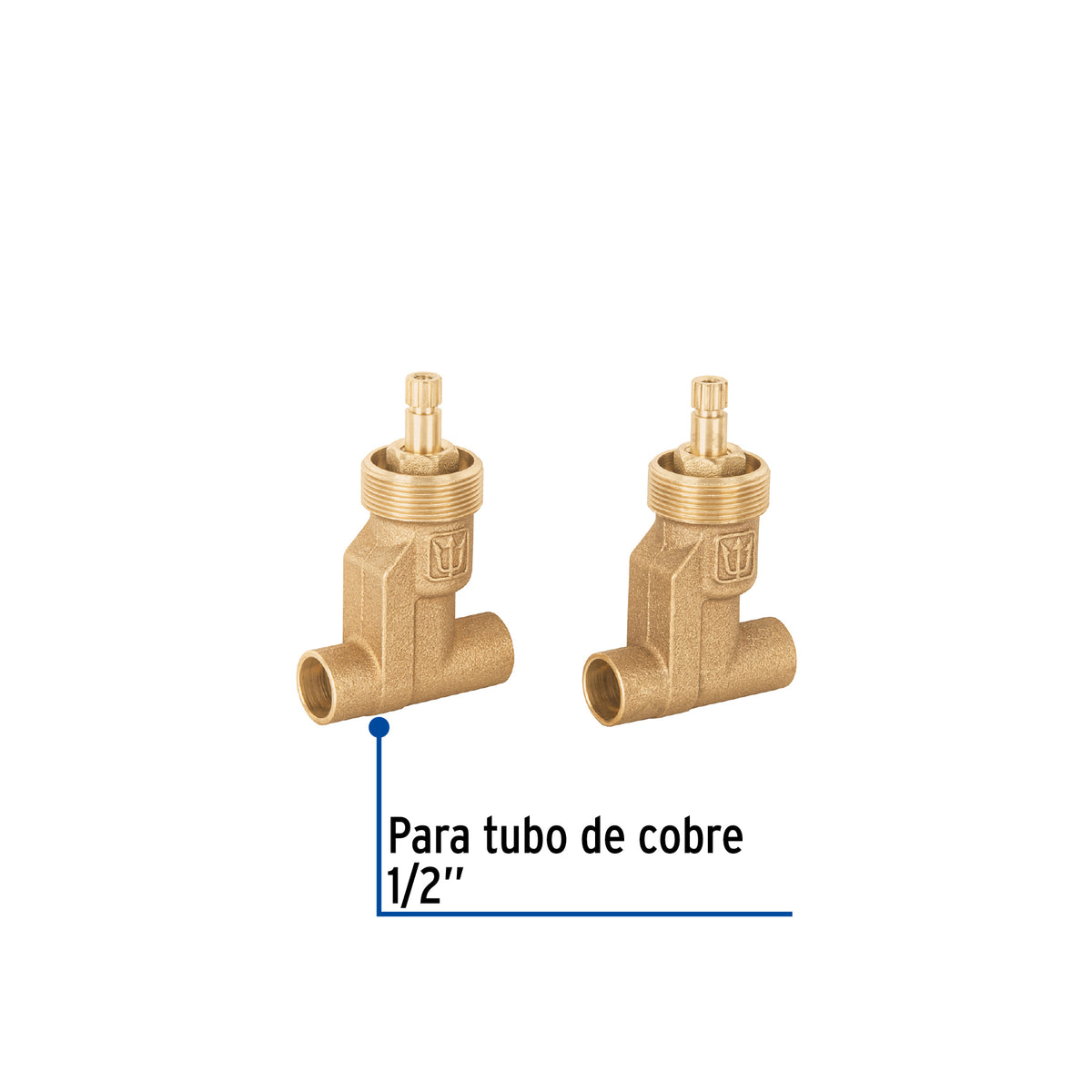Juego 2 llaves de latón para empotrar soldables, Aqua