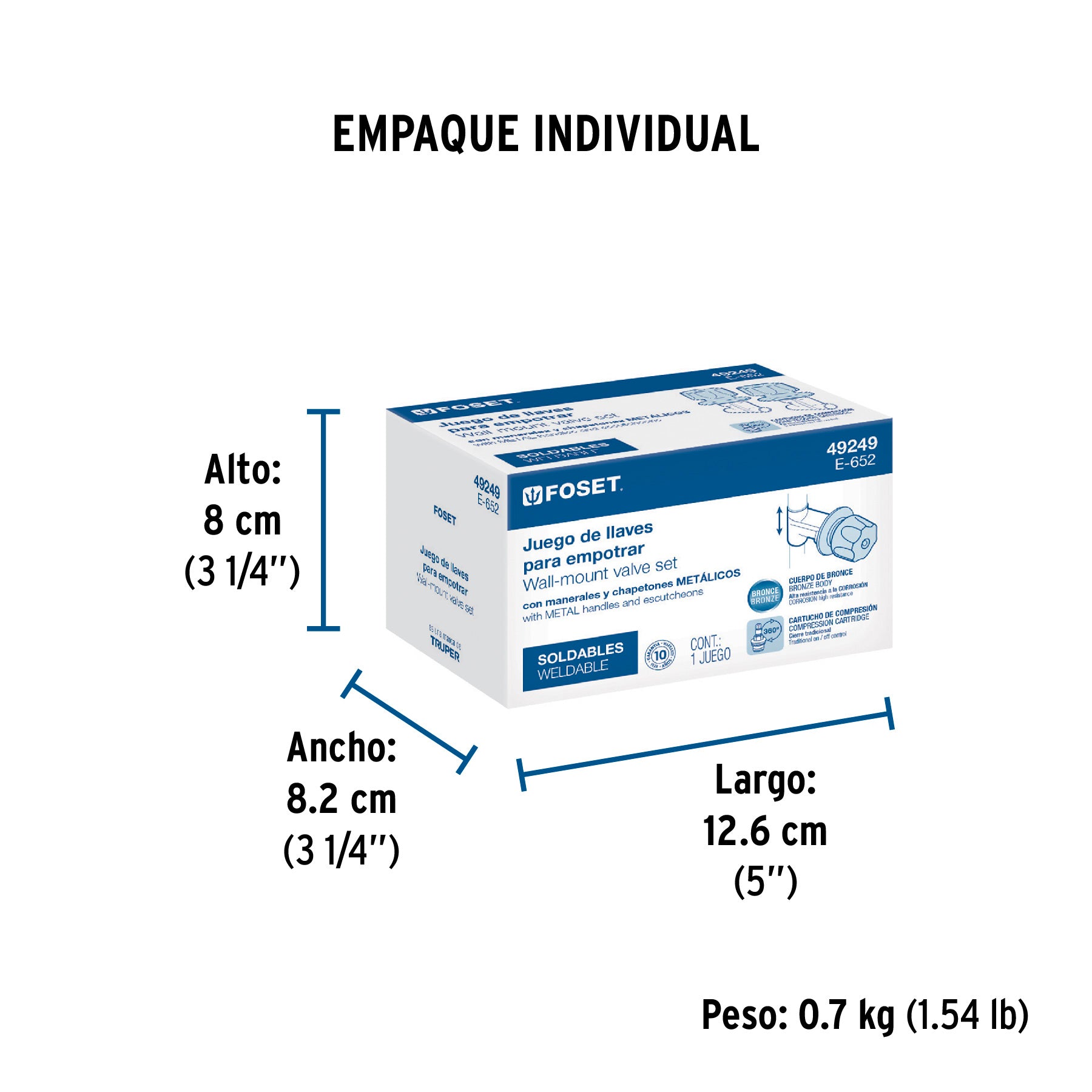Juego 2 llaves empotrar, regadera, soldables, cubo, Basic