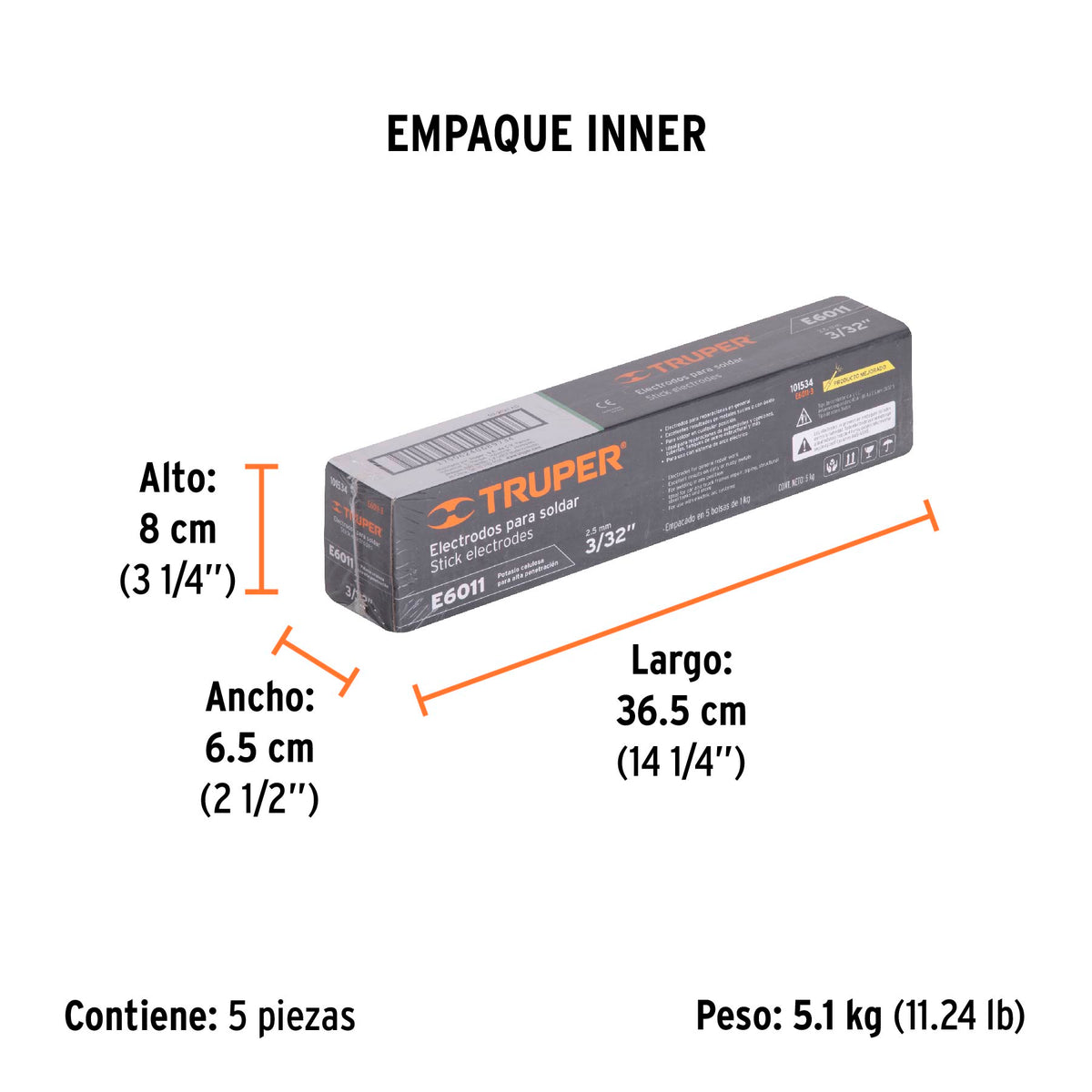 Bolsa con 1 kg de electrodos 6011 de 3/32", TRUPER