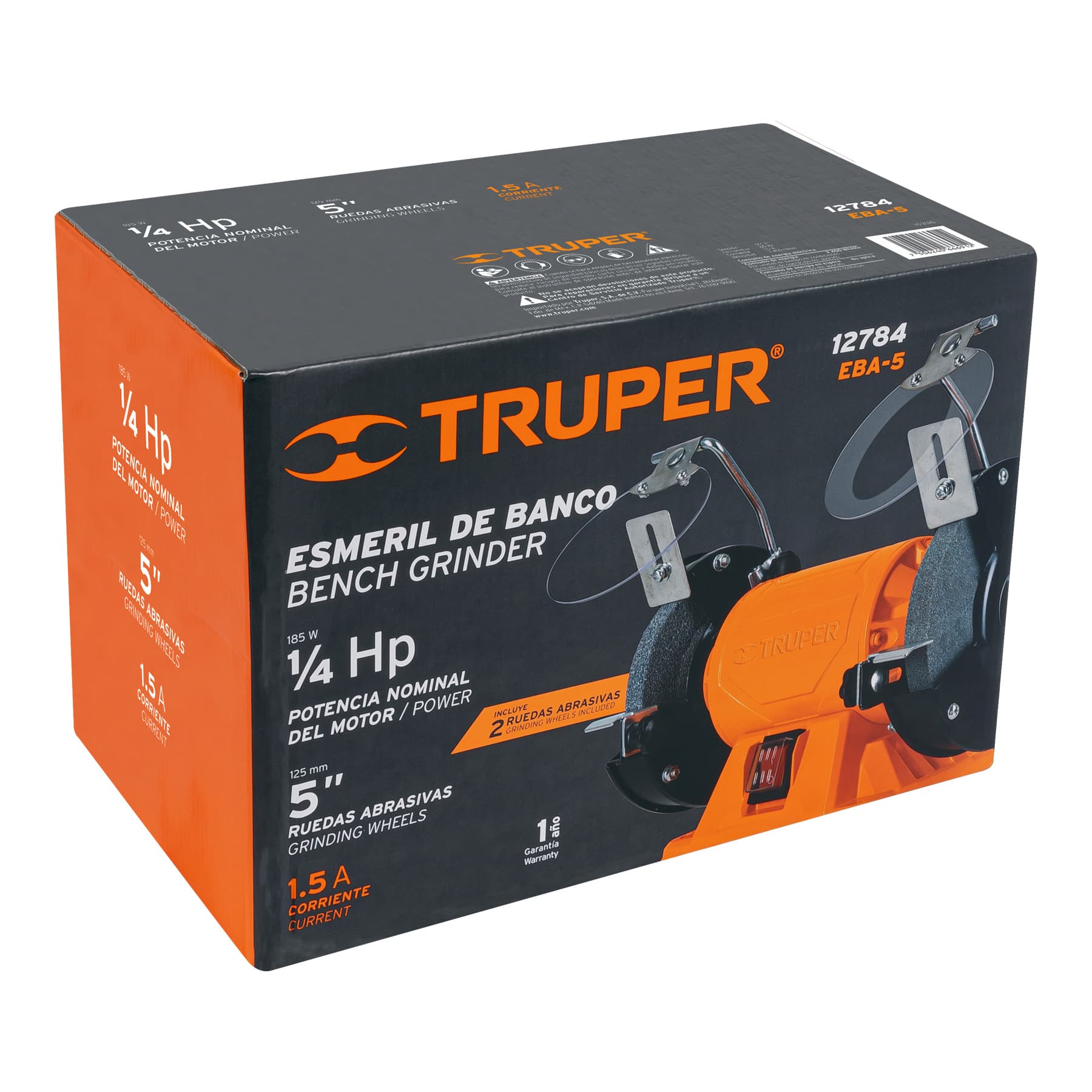 Esmeril de banco de 5" de 1/4 Hp