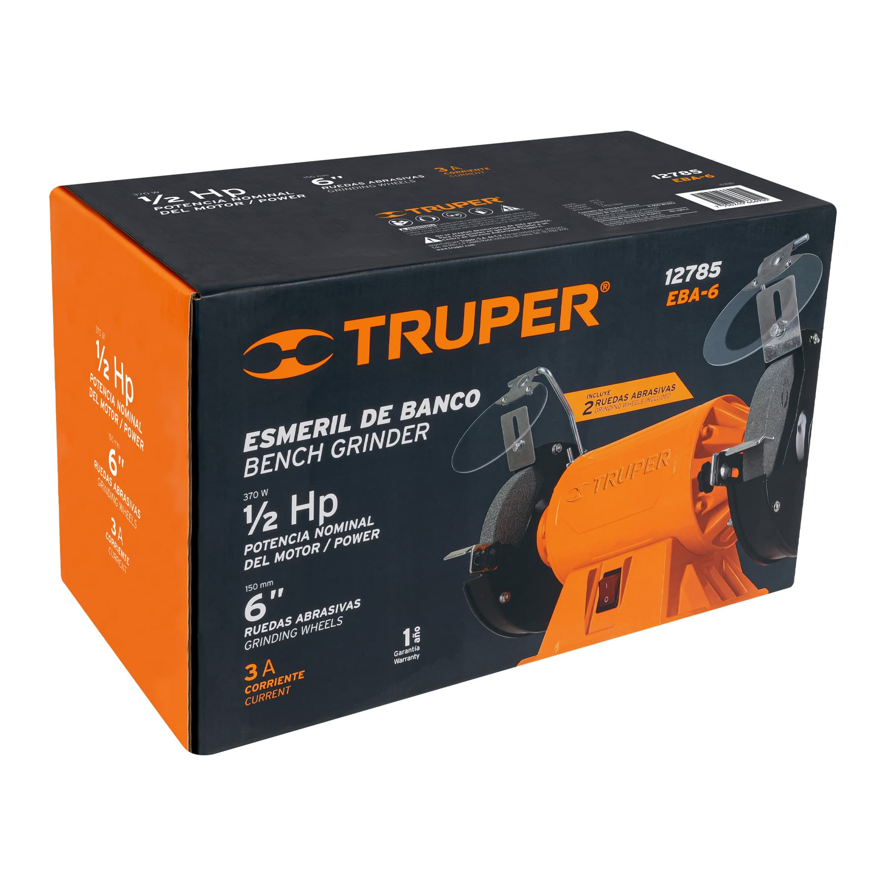 Esmeril de banco de 6" de 1/2 Hp