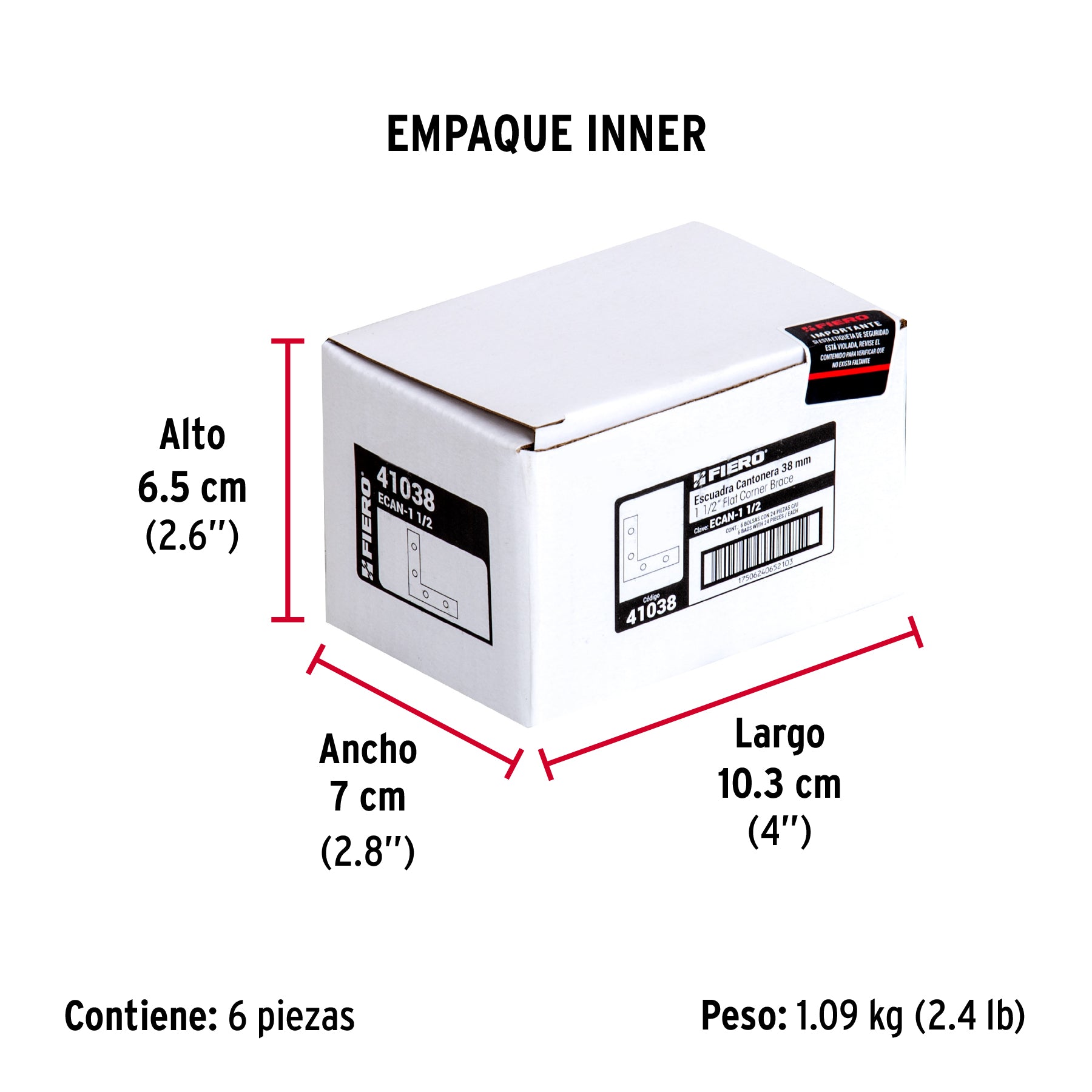 Escuadra cantonera, 1-1/2" x 1-1/2"