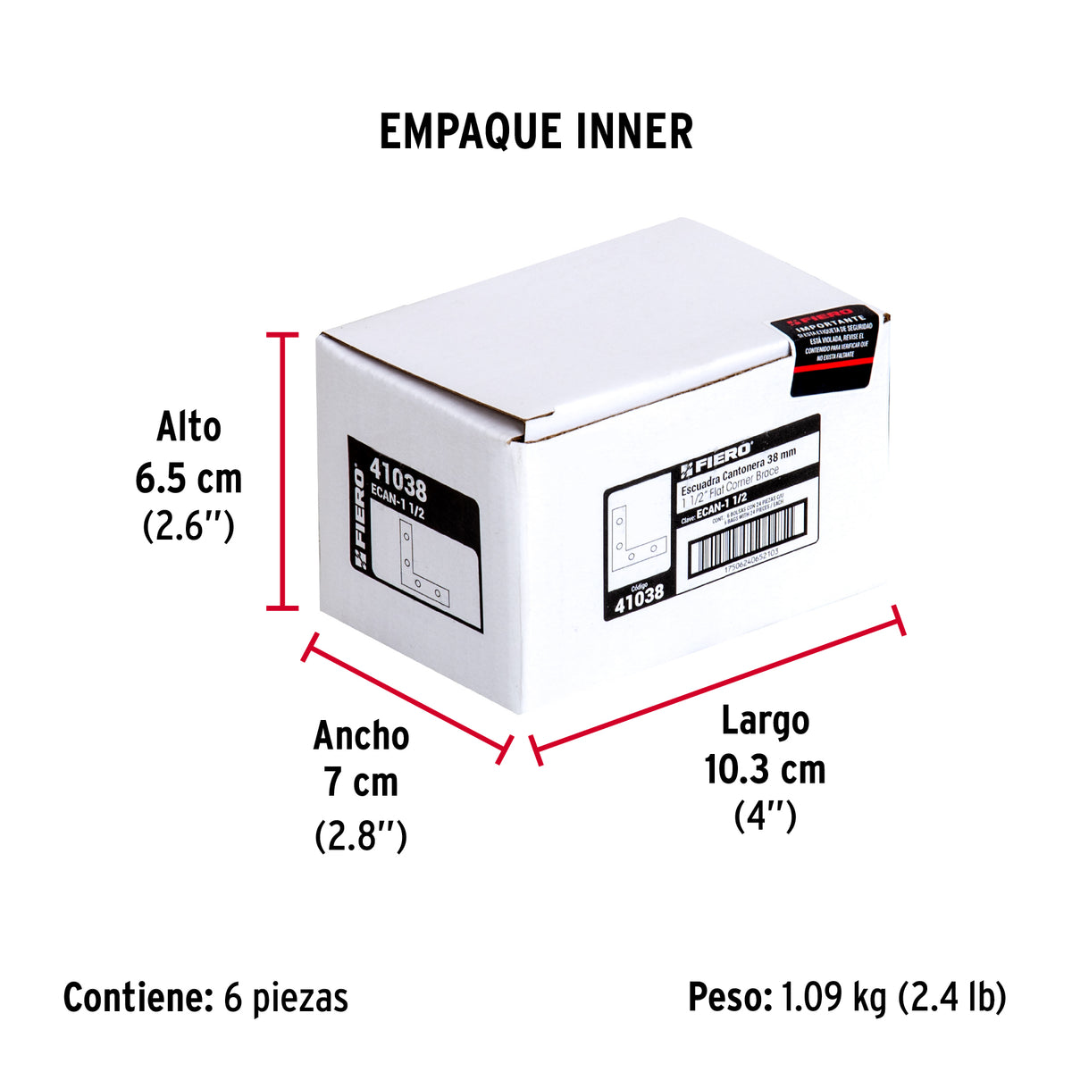 Escuadra cantonera, 1-1/2" x 1-1/2"
